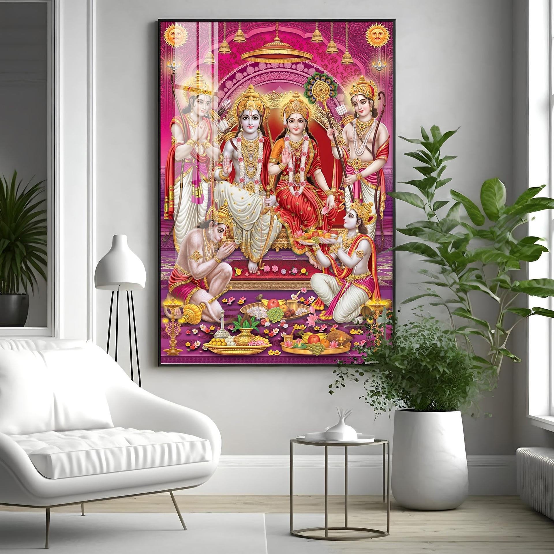 Ram Sita Darbar Premium Acrylic Vertical Wall Art - Image 9