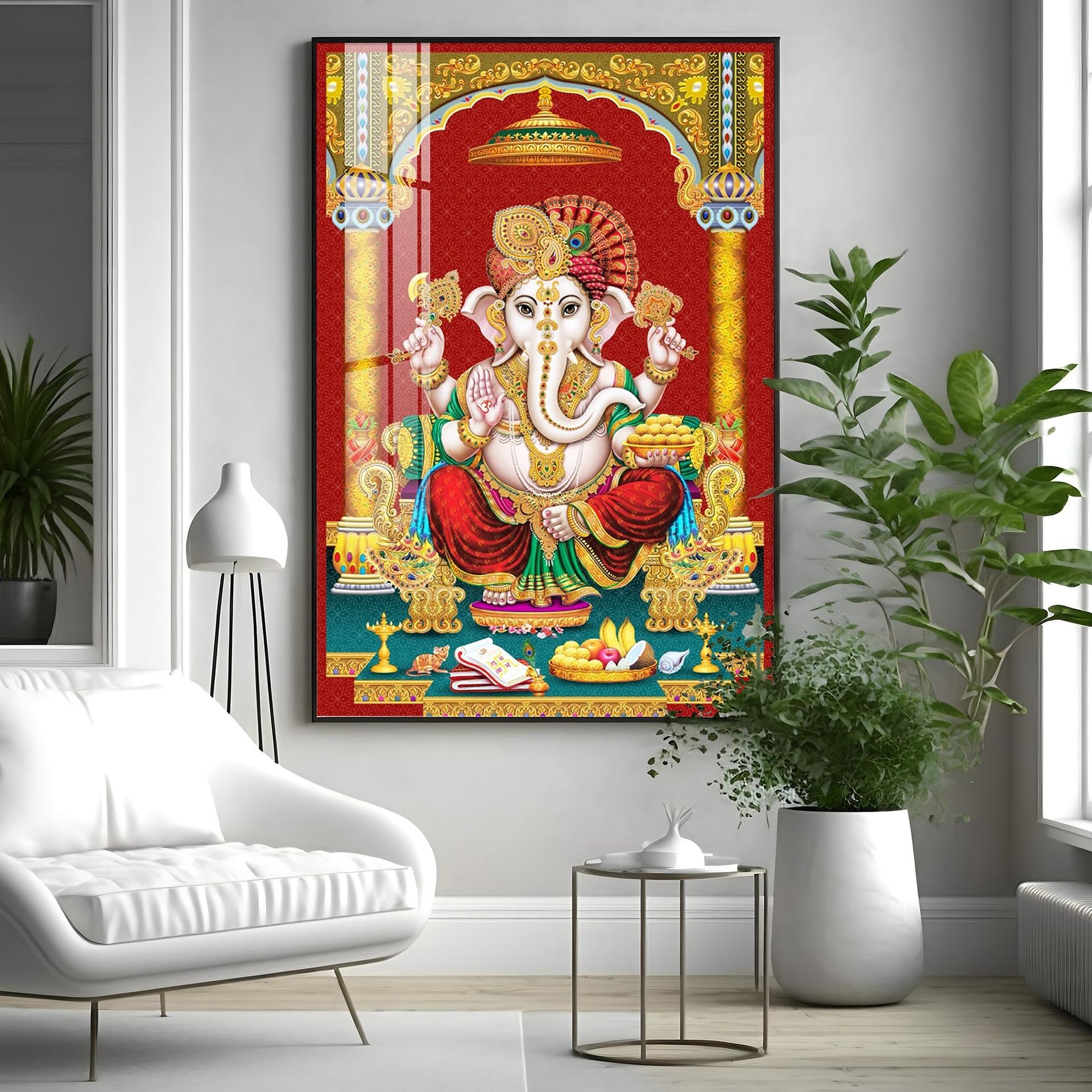 Majestic Lord Ganesha Premium Acrylic Vertical Wall Art - Image 15