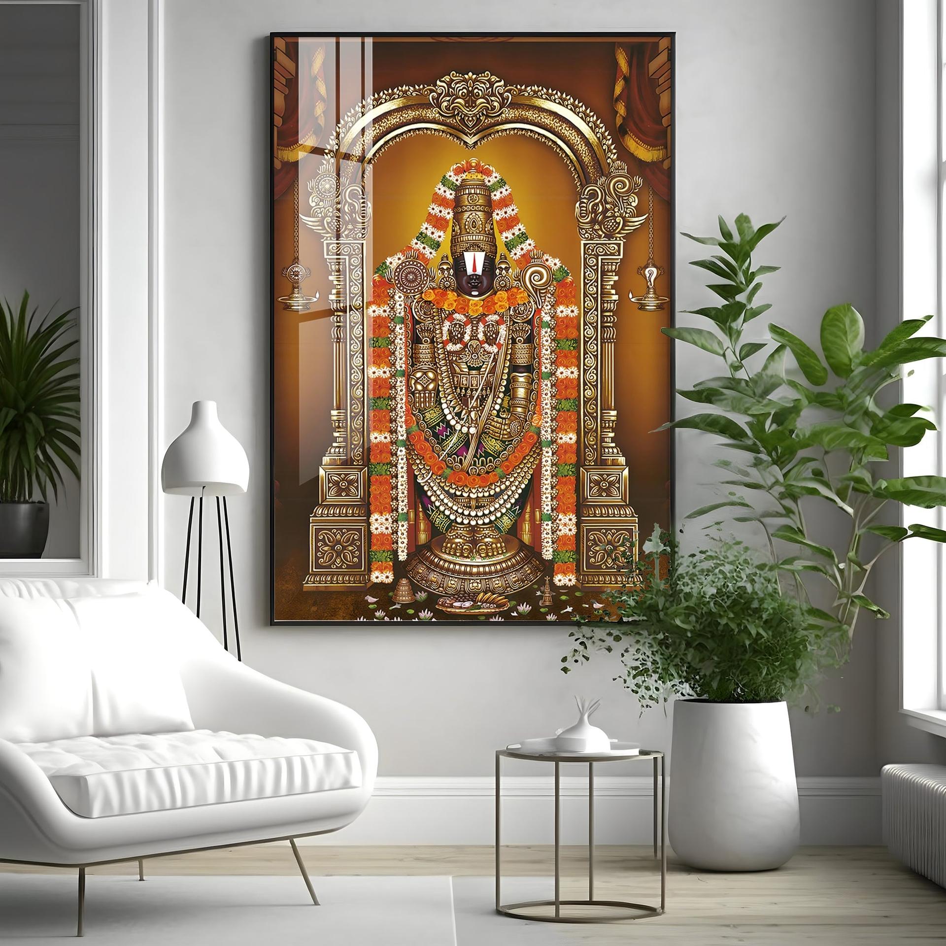 Majestic Lord Tirupati Balaji Premium Vertical Acrylic Wall Art - Image 2