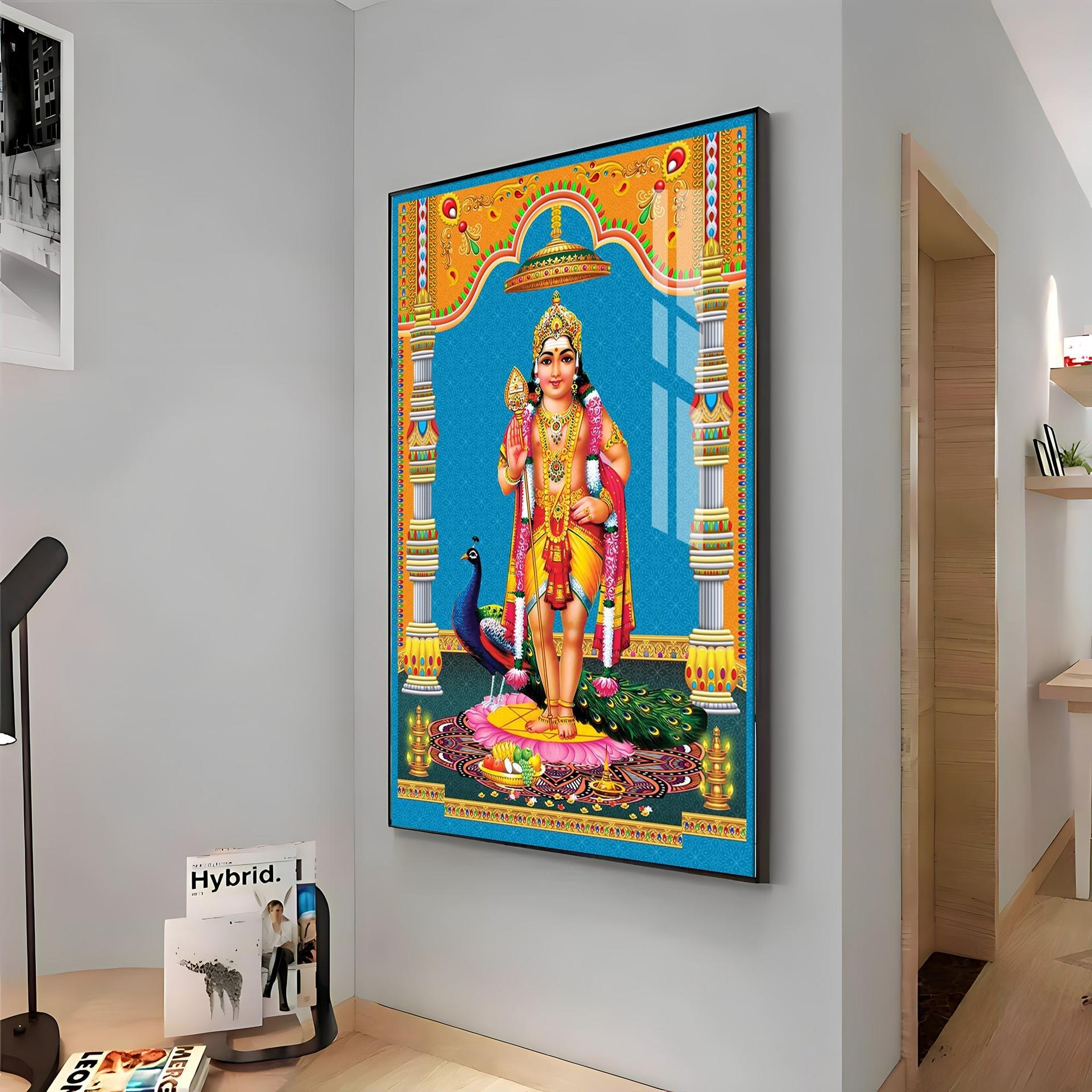 God Murugan Kartikeya Premium Acrylic Vertical Wall Art - Image 14
