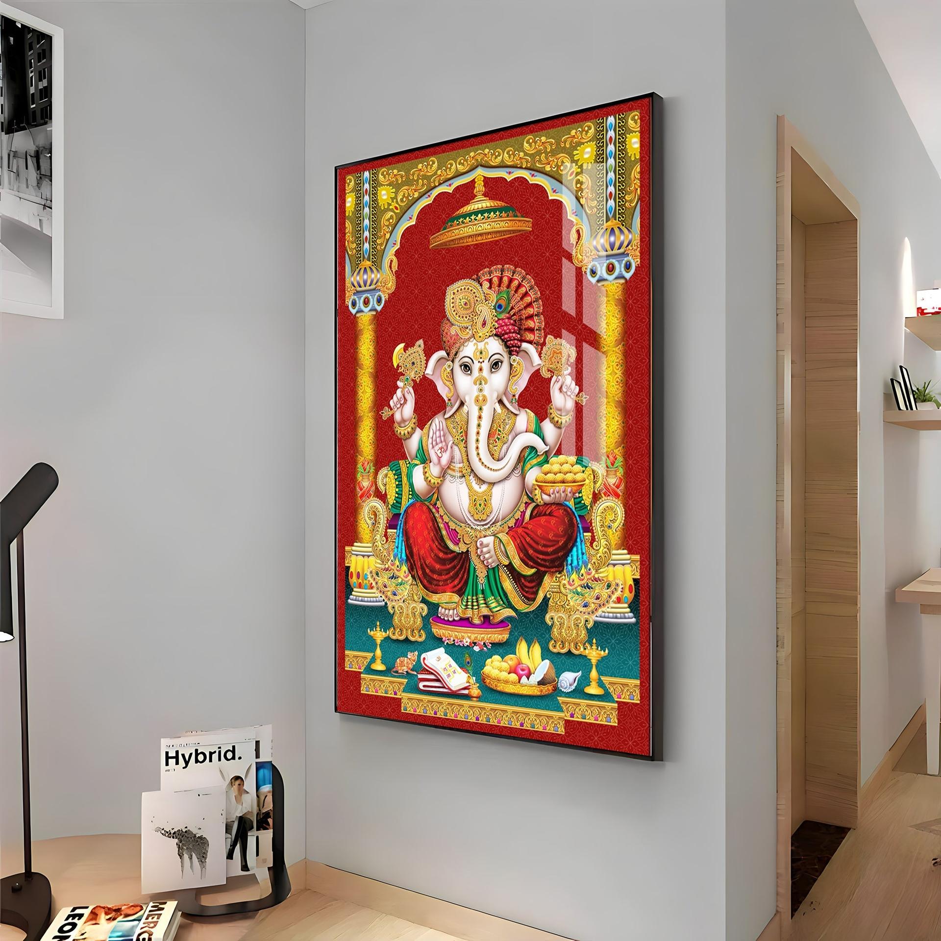 Majestic Lord Ganesha Premium Acrylic Vertical Wall Art - Image 13