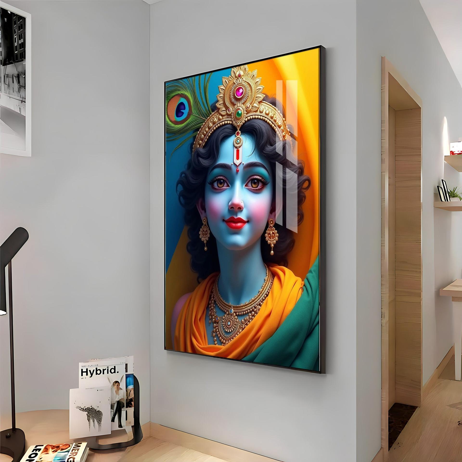 Krishna In Vivid Hues Premium Acrylic Wall Art - Image 12