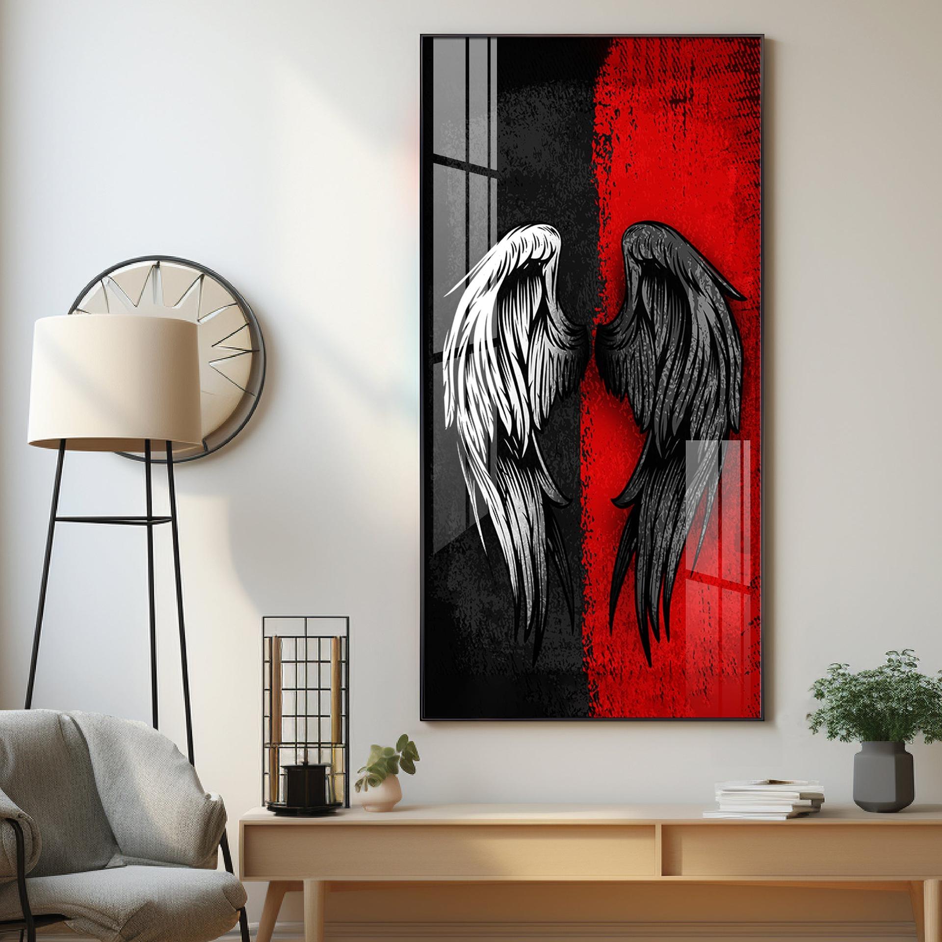 Shadowed Wings Of Passion Premium Acrylic Vertical Wall Art - Image 14