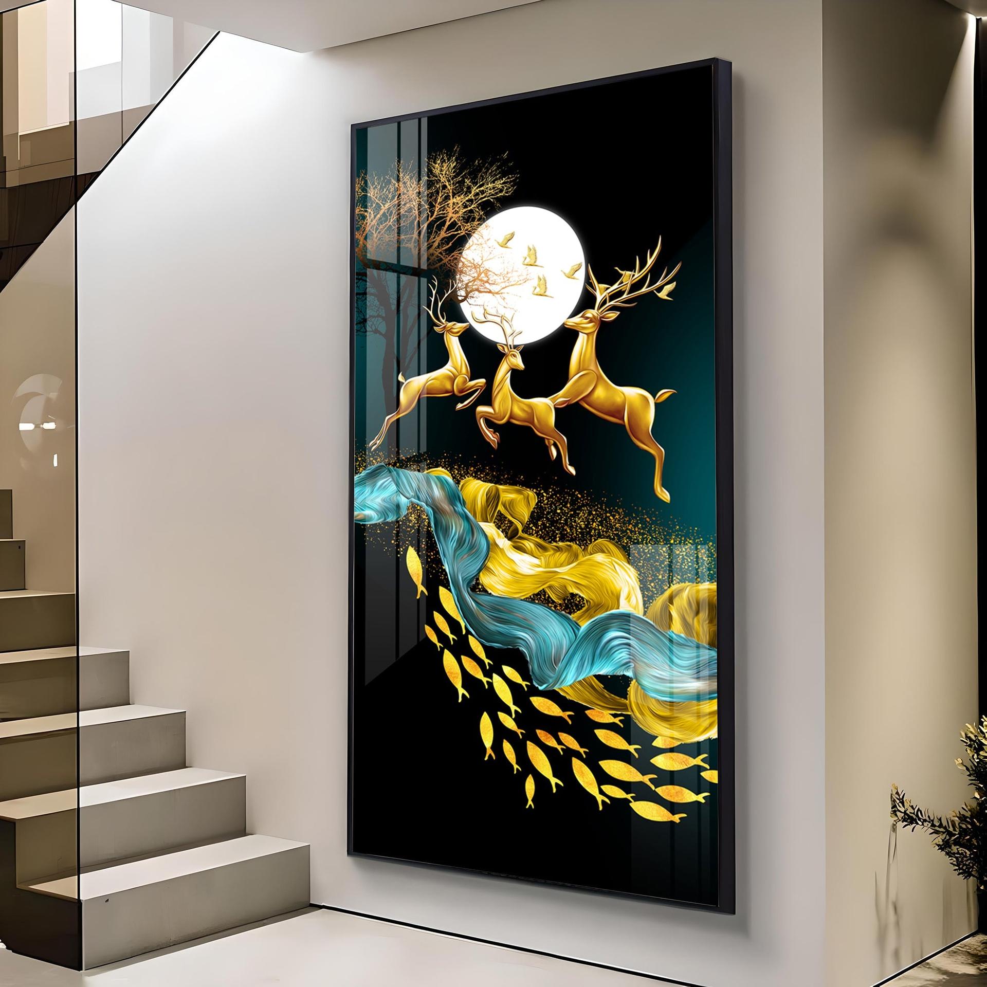 Jolly Deers With Koi Fish Premium Acrylic Vertical Wall Art - Image 11
