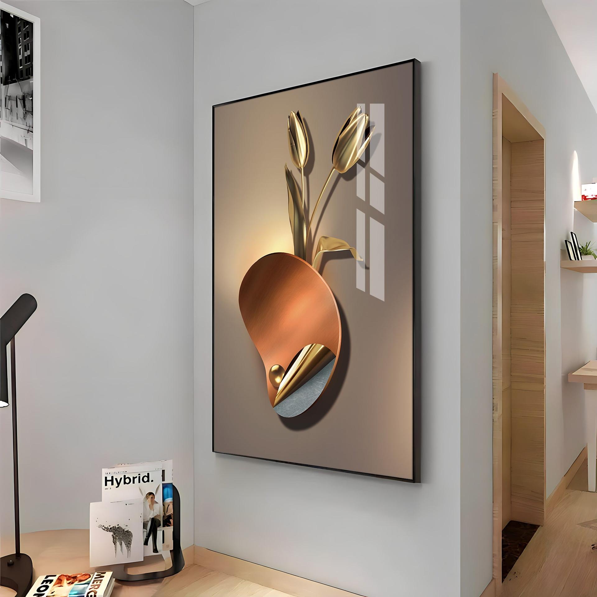 Golden Rose Aura Luxury Crystal Vertical Wall Art - Image 13