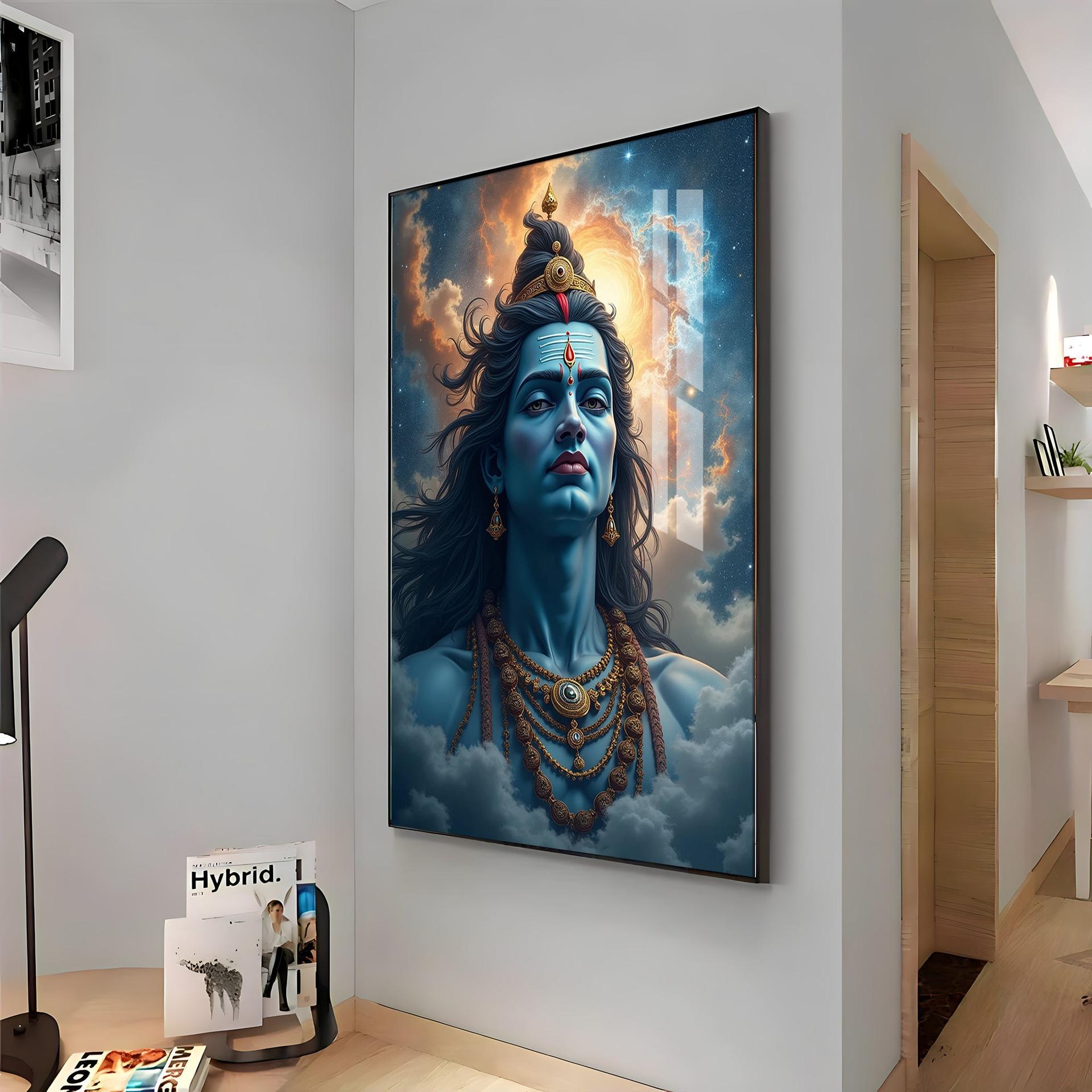 Lord Shiva In The Clouds Premium Acrylic Wall Art - Image 12