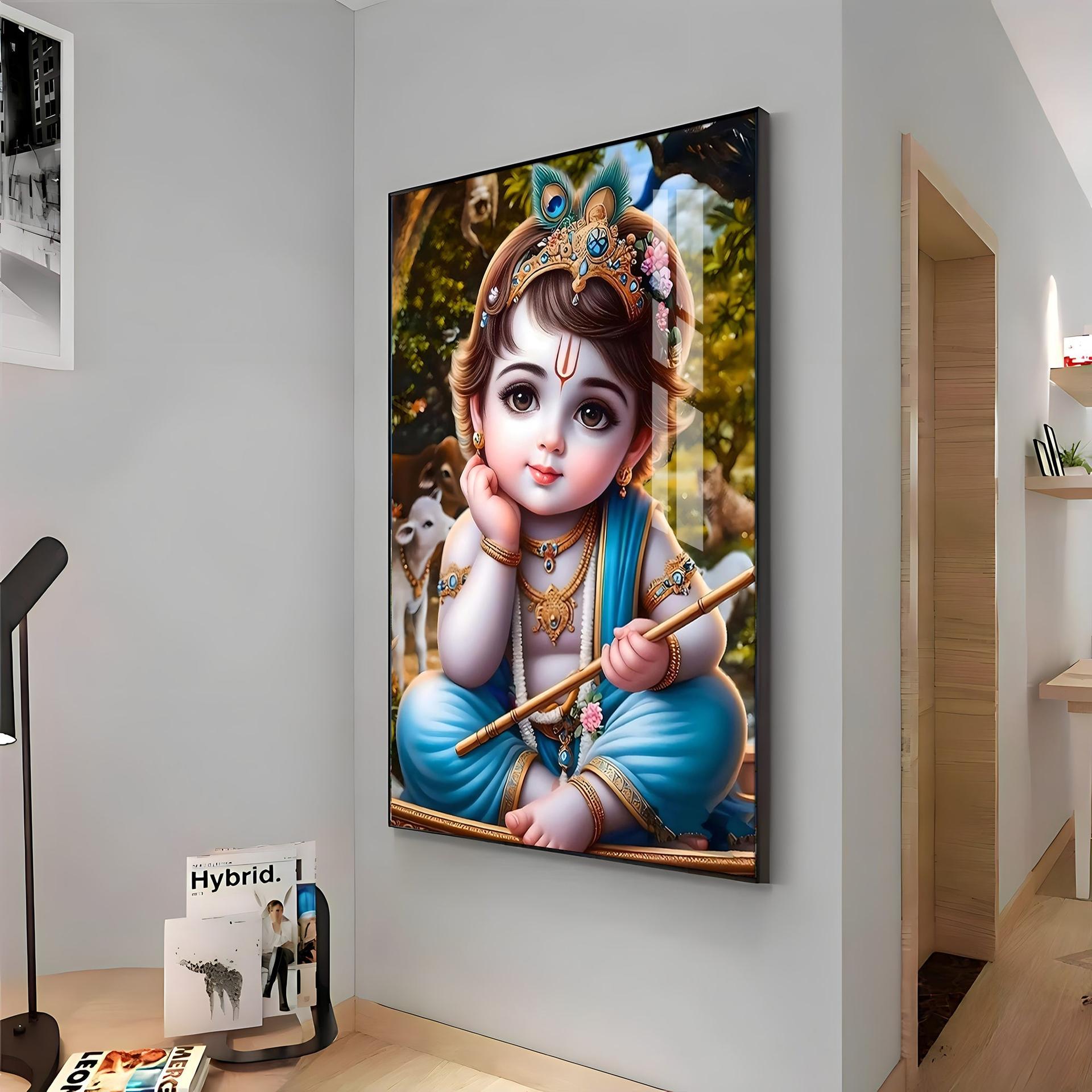 Little Krishna Reverberations Premium Vertical Acrylic Wall Art - Image 15