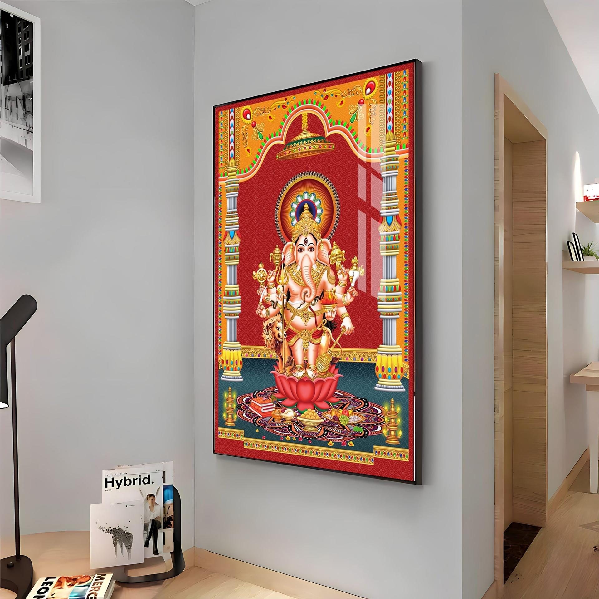 Lord Ganesh Blessings Premium Acrylic Vertical Wall Art - Image 14