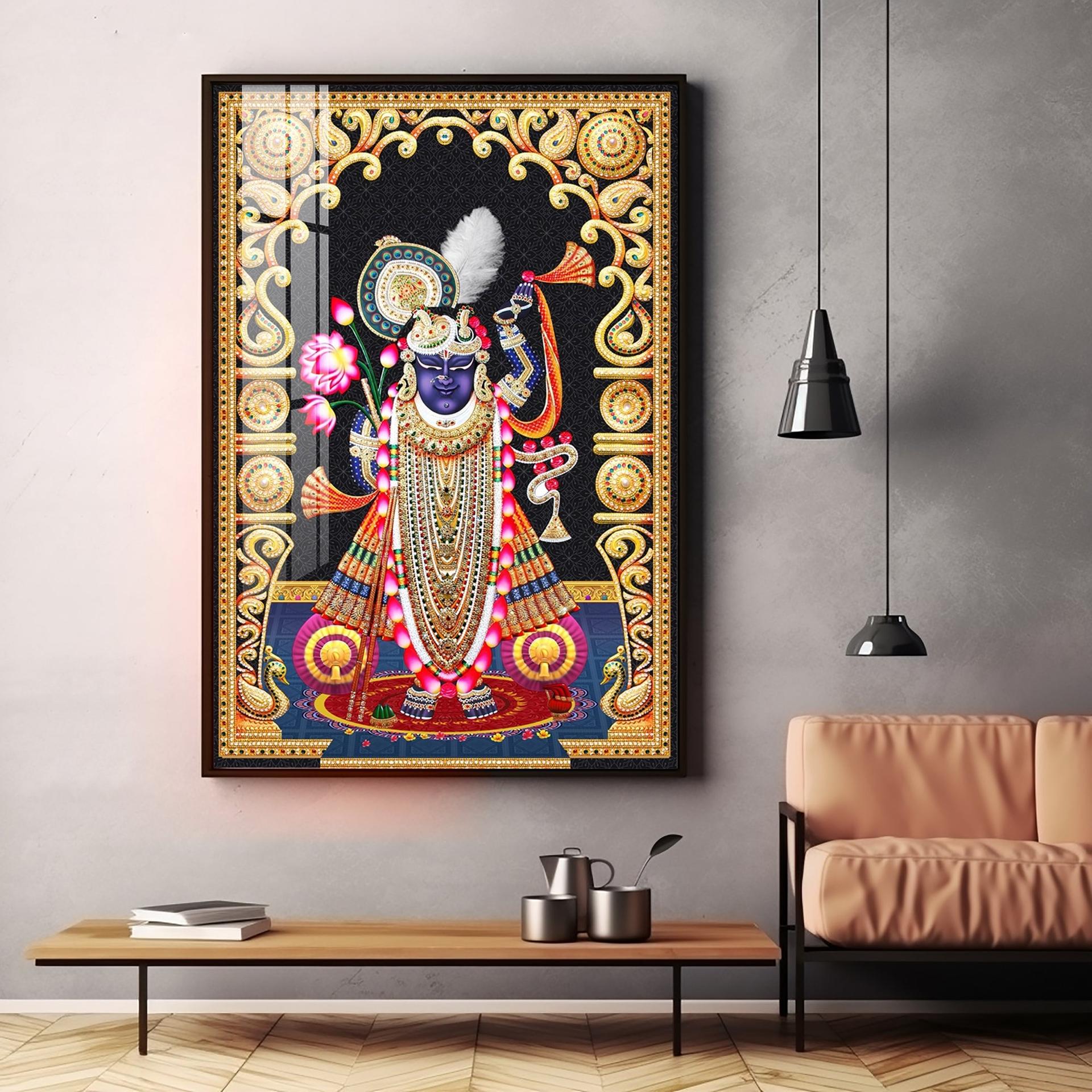Celestial Krishna Premium Acrylic Vertical Wall Art - Image 17