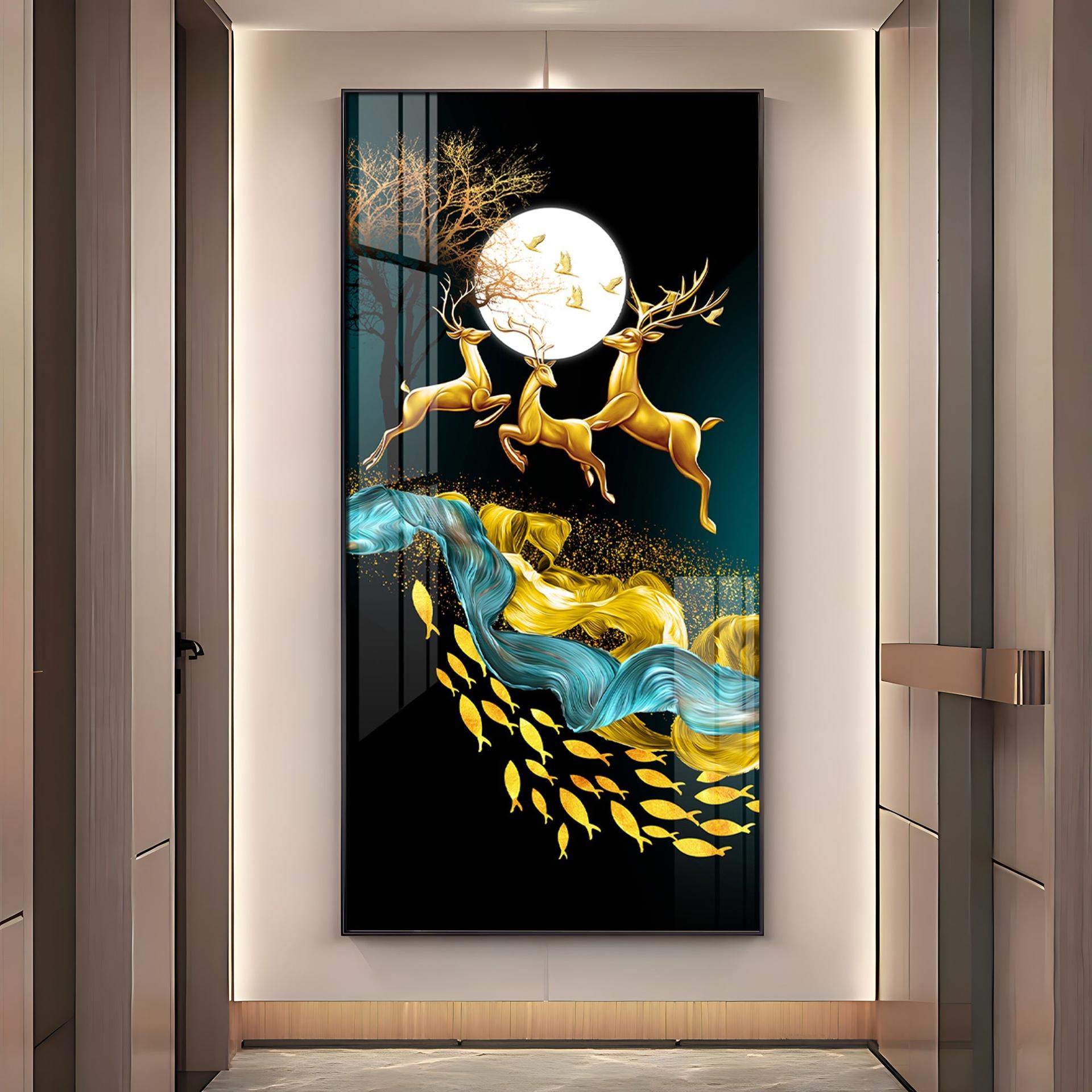 Jolly Deers With Koi Fish Premium Acrylic Vertical Wall Art - Image 9