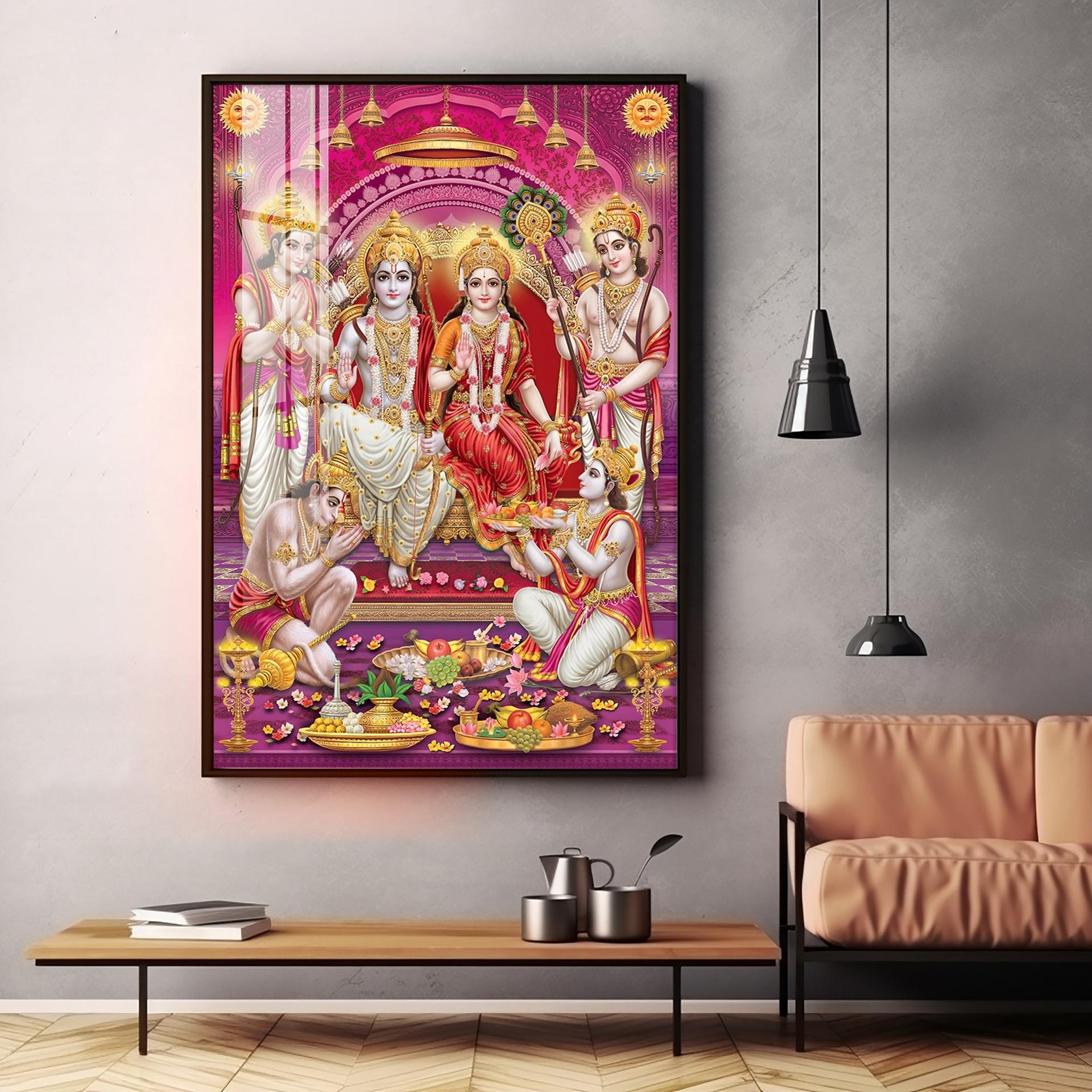 Ram Sita Darbar Premium Acrylic Vertical Wall Art - Image 15