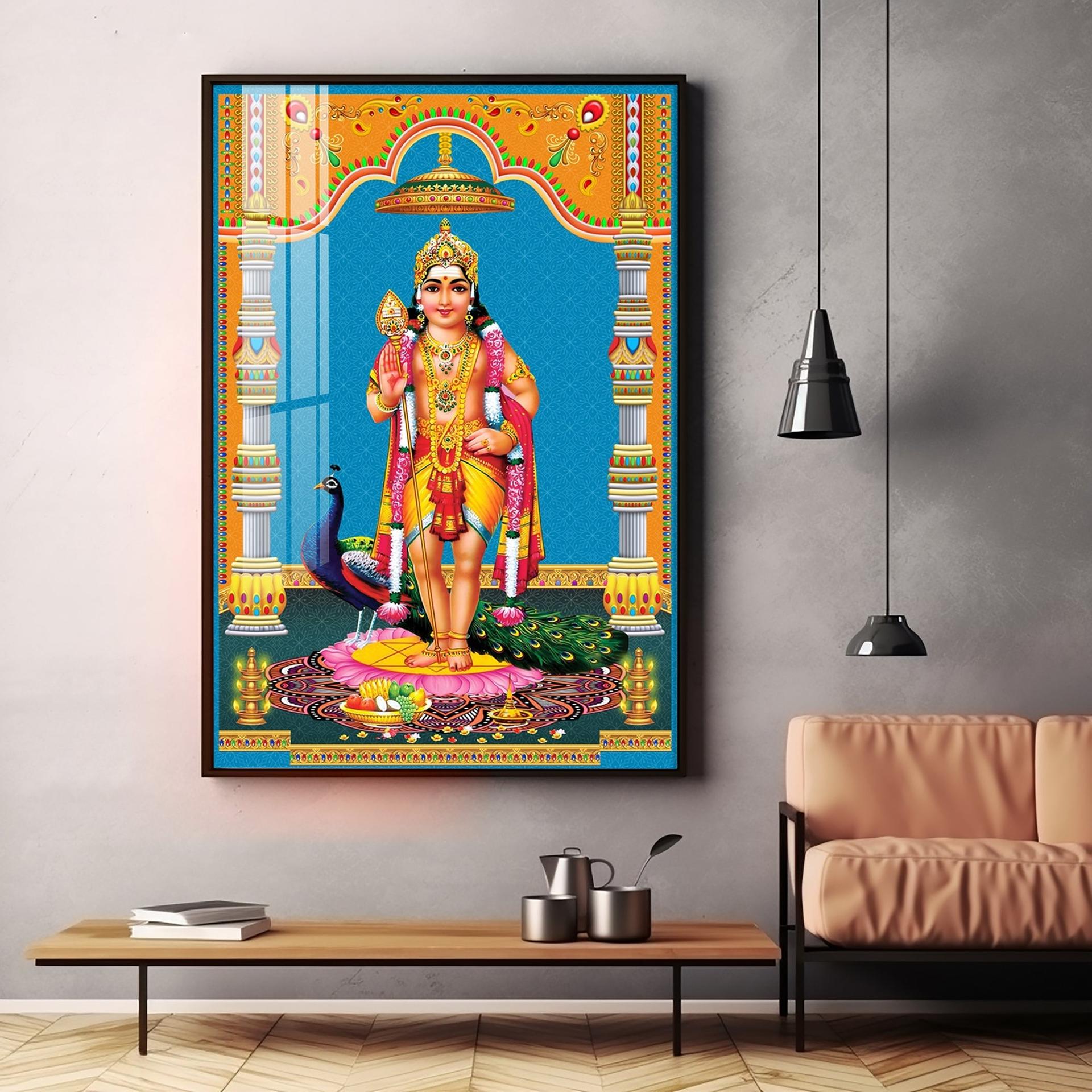 God Murugan Kartikeya Premium Acrylic Vertical Wall Art - Image 7