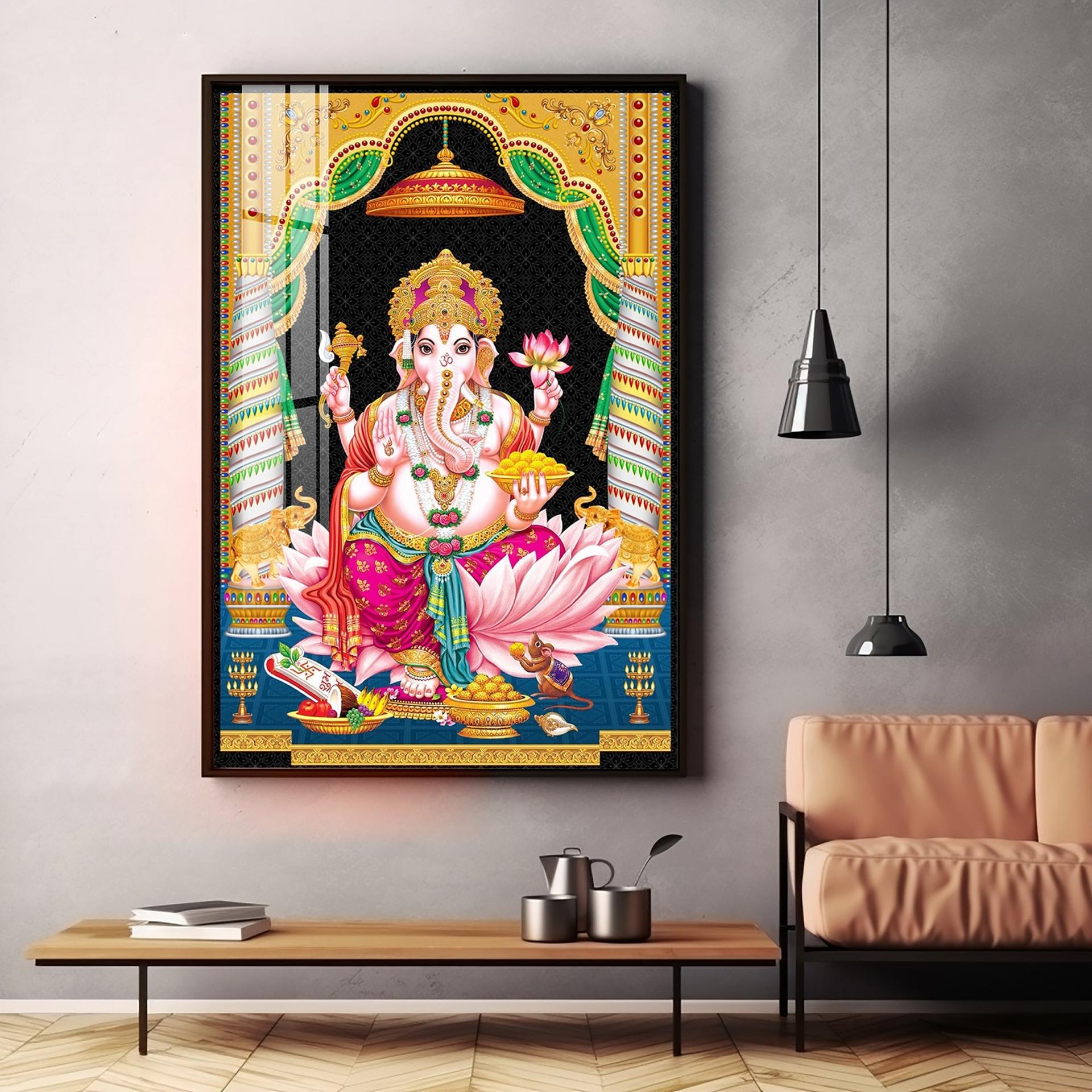 Divine Ganesh Serenity Premium Acrylic Vertical Wall Art - Image 2