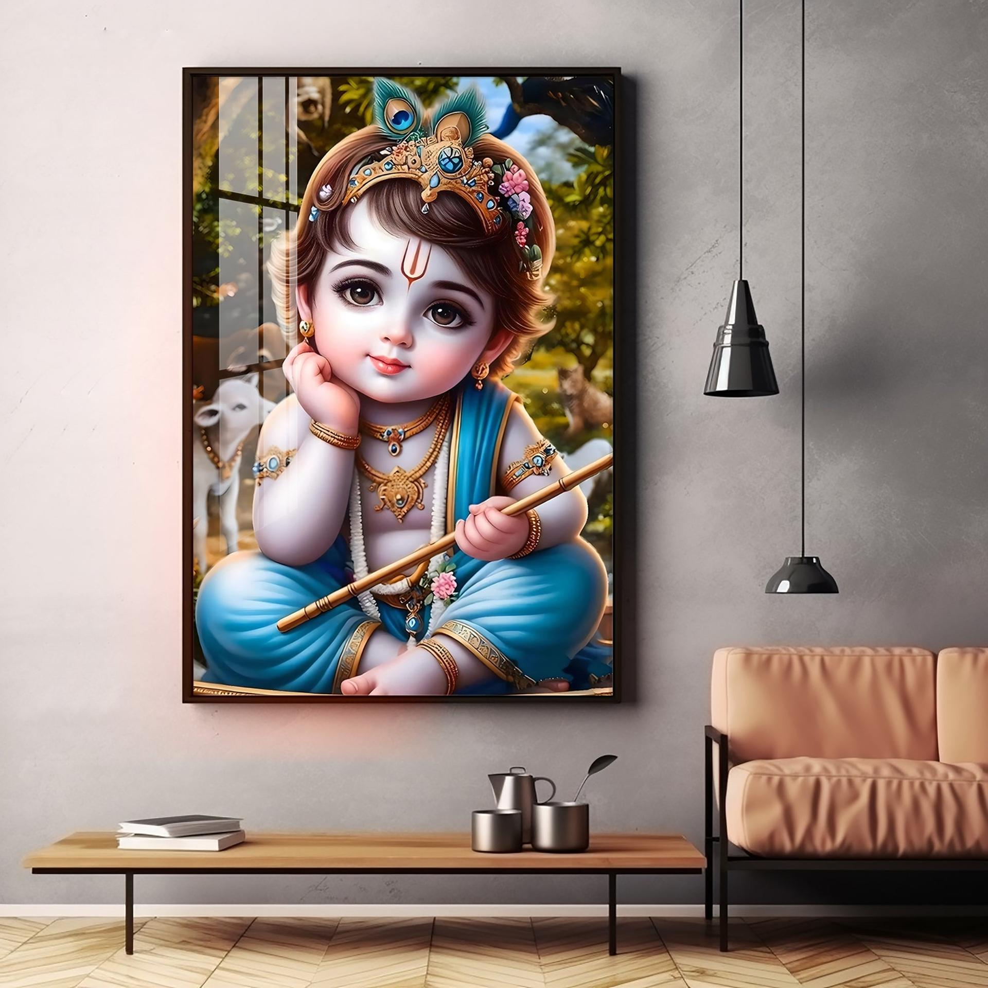 Little Krishna Reverberations Premium Vertical Acrylic Wall Art - Image 13