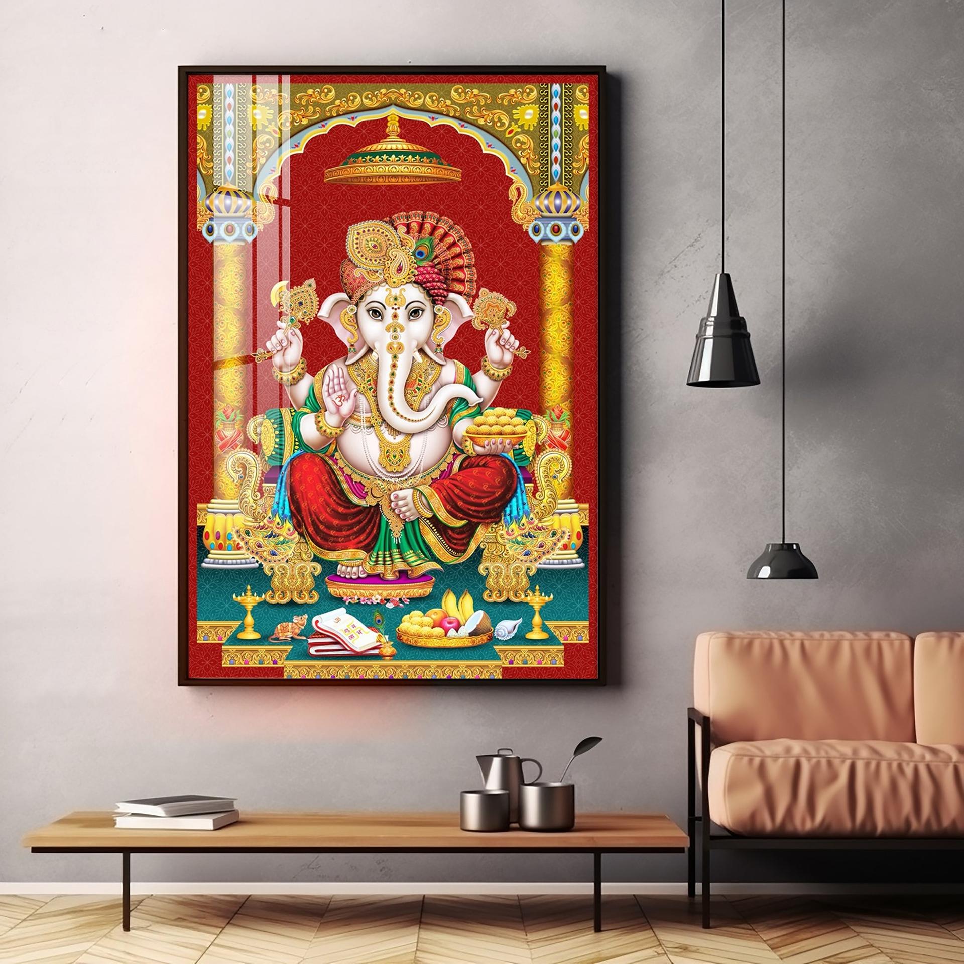 Majestic Lord Ganesha Premium Acrylic Vertical Wall Art - Image 17