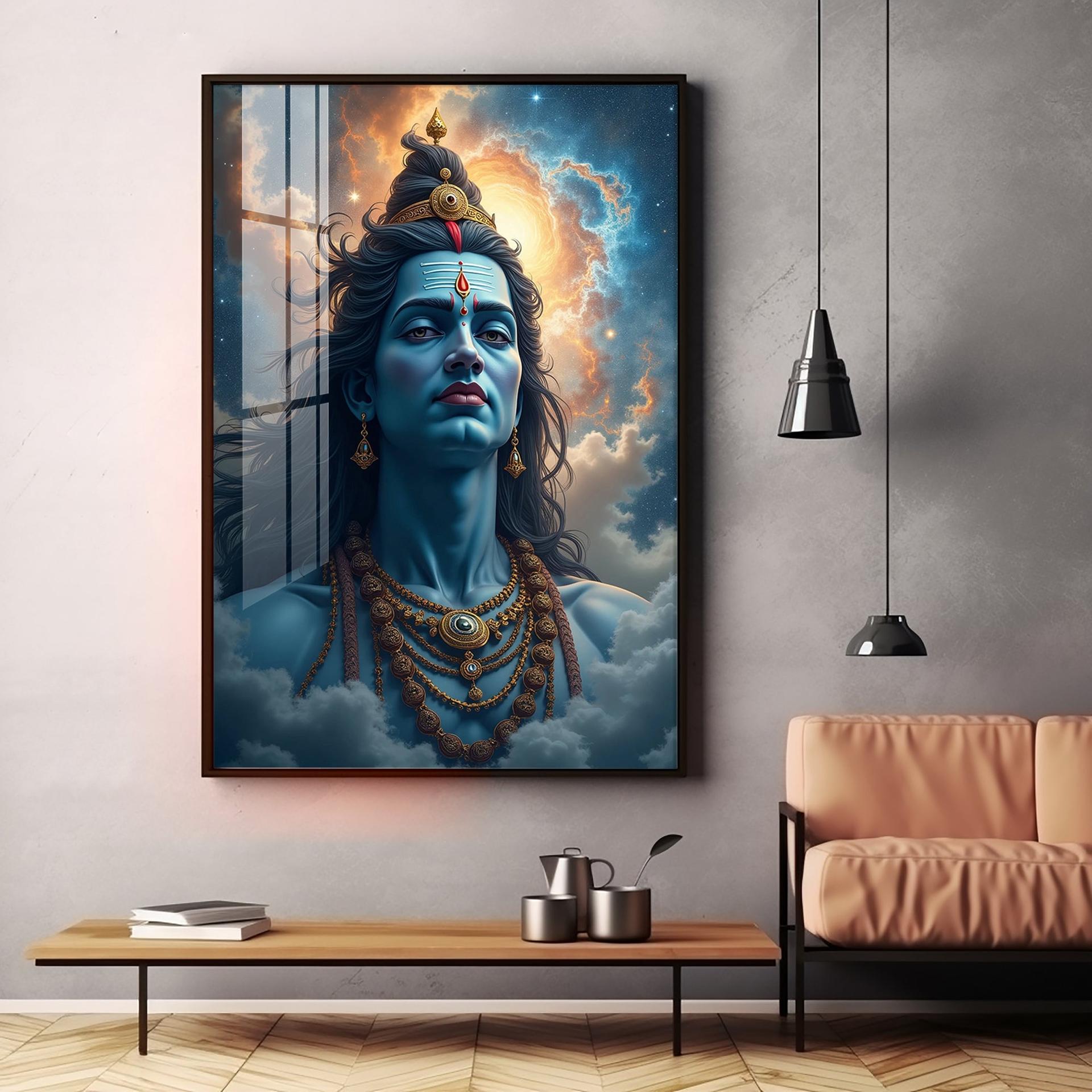 Lord Shiva In The Clouds Premium Acrylic Wall Art - Image 5
