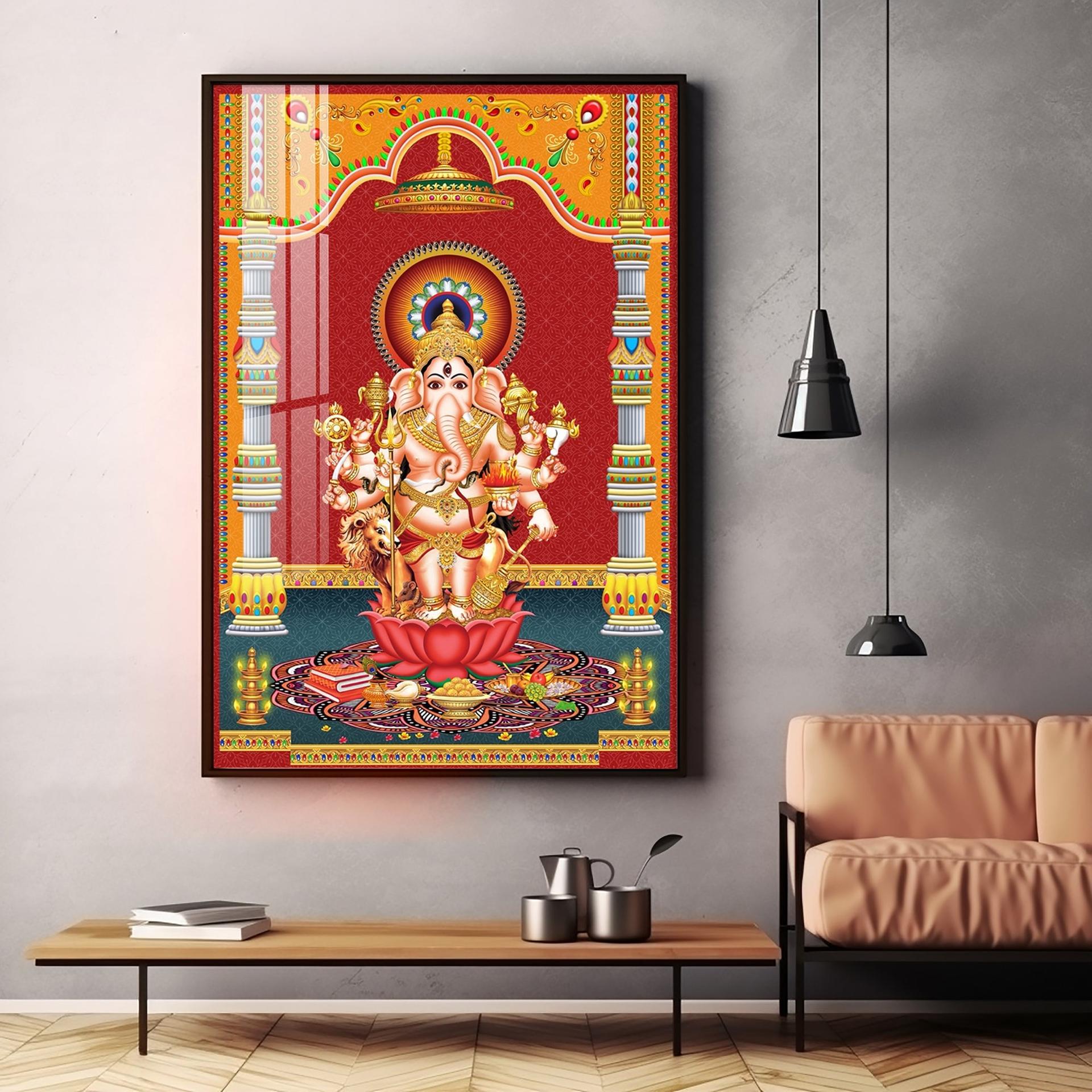 Lord Ganesh Blessings Premium Acrylic Vertical Wall Art - Image 10