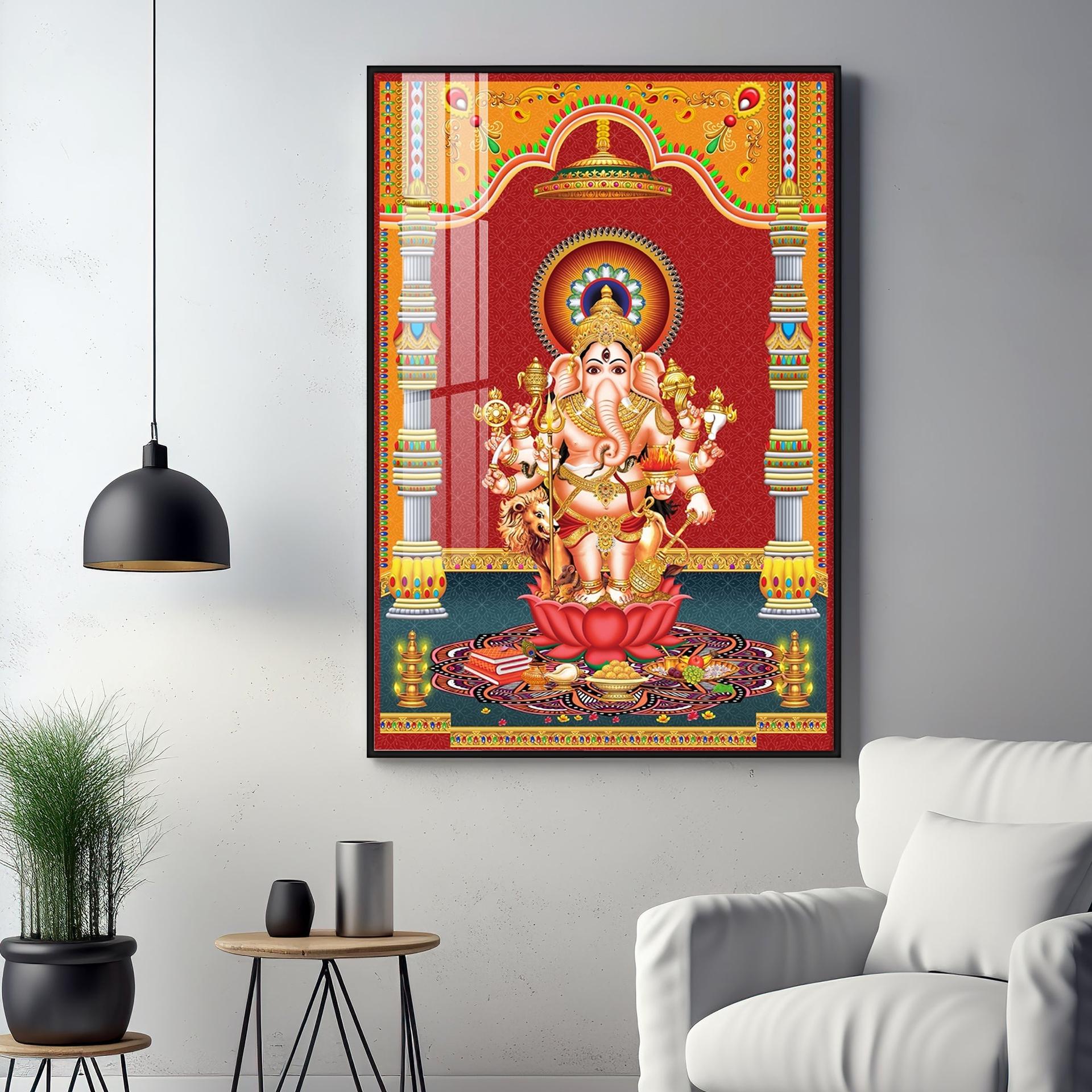 Lord Ganesh Blessings Premium Acrylic Vertical Wall Art - Image 16