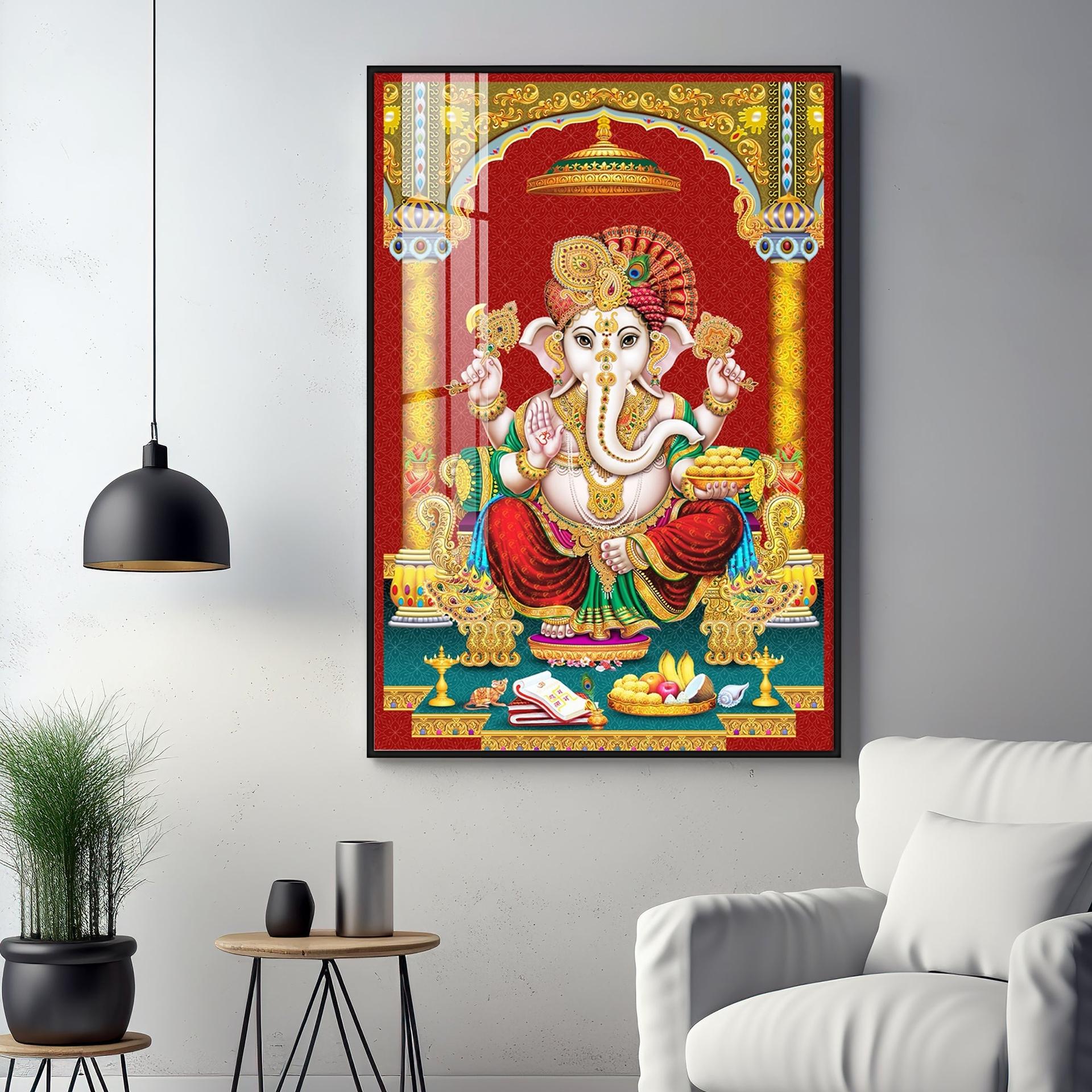 Majestic Lord Ganesha Premium Acrylic Vertical Wall Art - Image 11