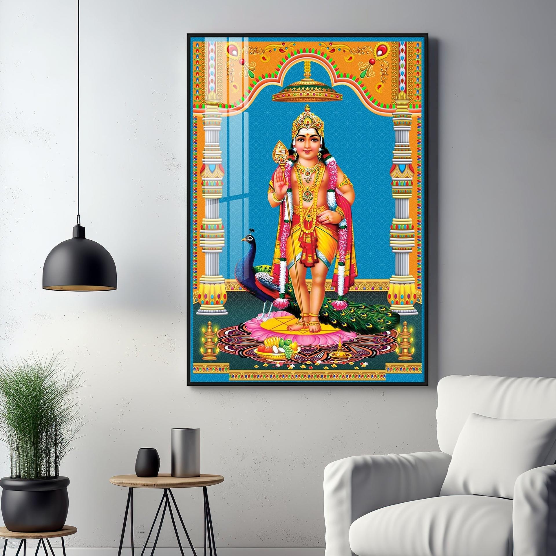 God Murugan Kartikeya Premium Acrylic Vertical Wall Art - Image 12