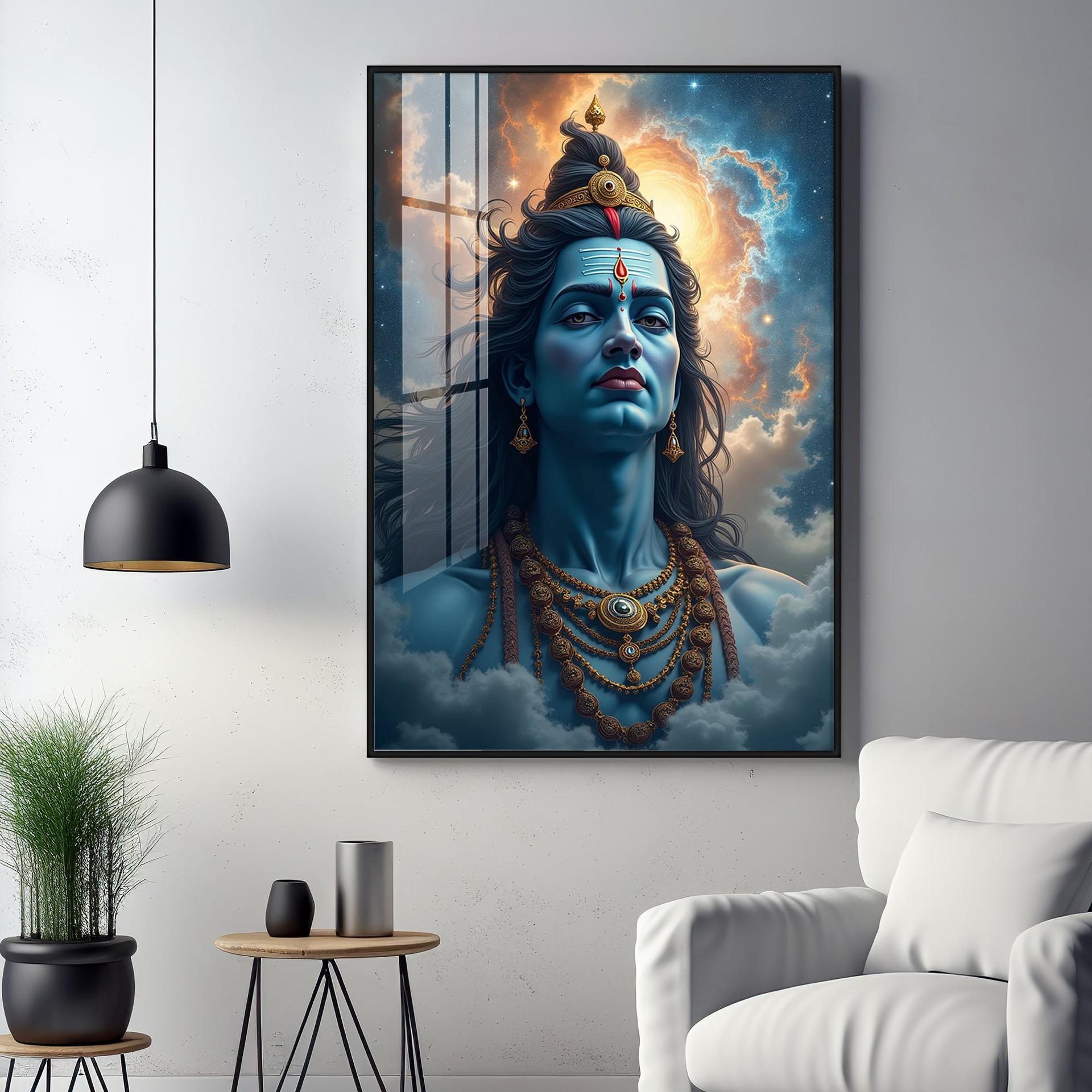 Lord Shiva In The Clouds Premium Acrylic Wall Art - Image 10