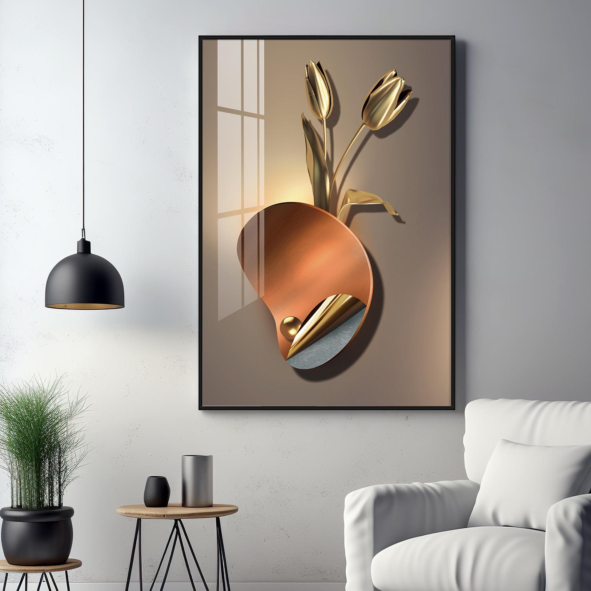 Golden Rose Aura Luxury Crystal Vertical Wall Art - Image 11