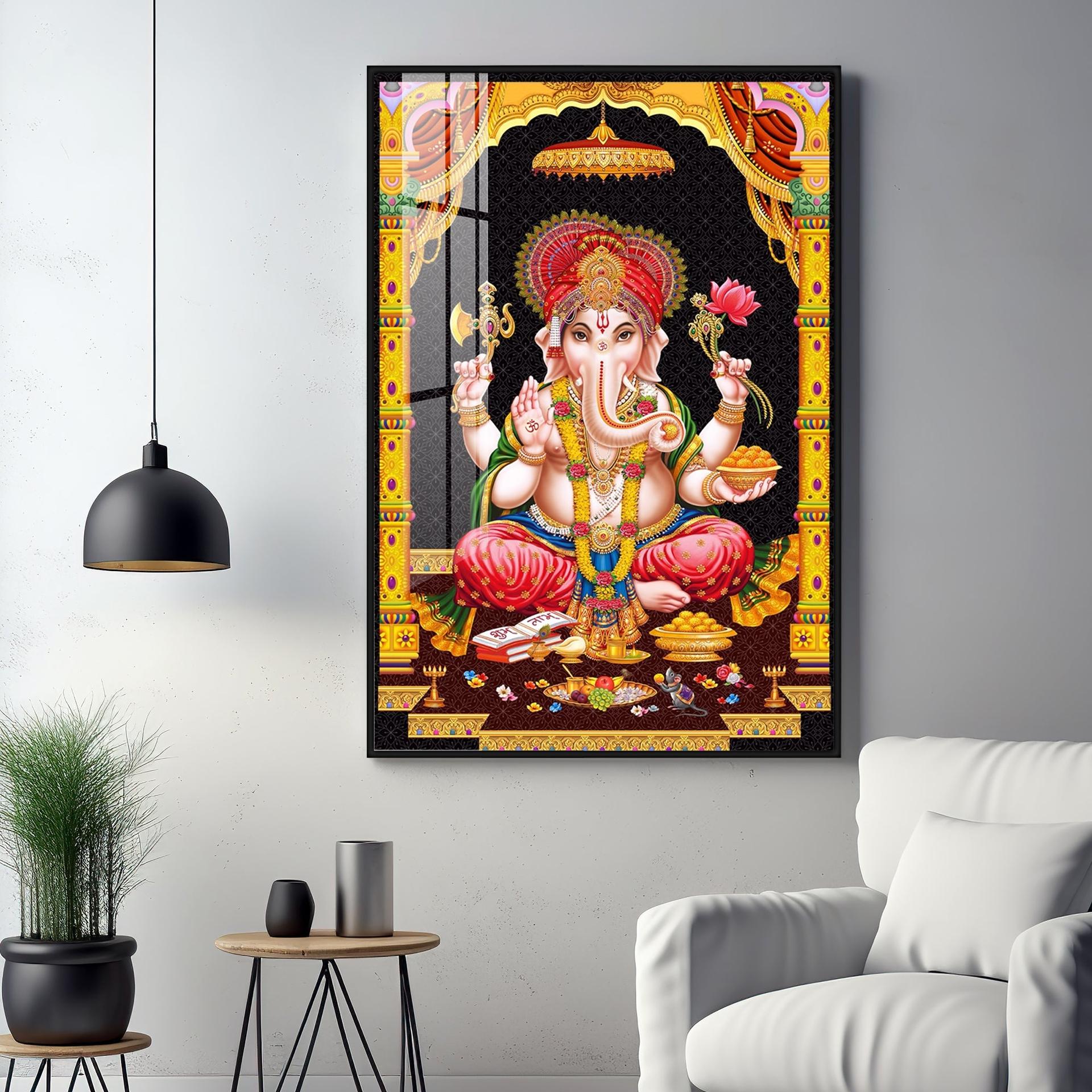 Sacred Ganesha Premium Acrylic Vertical Wall Art - Image 10