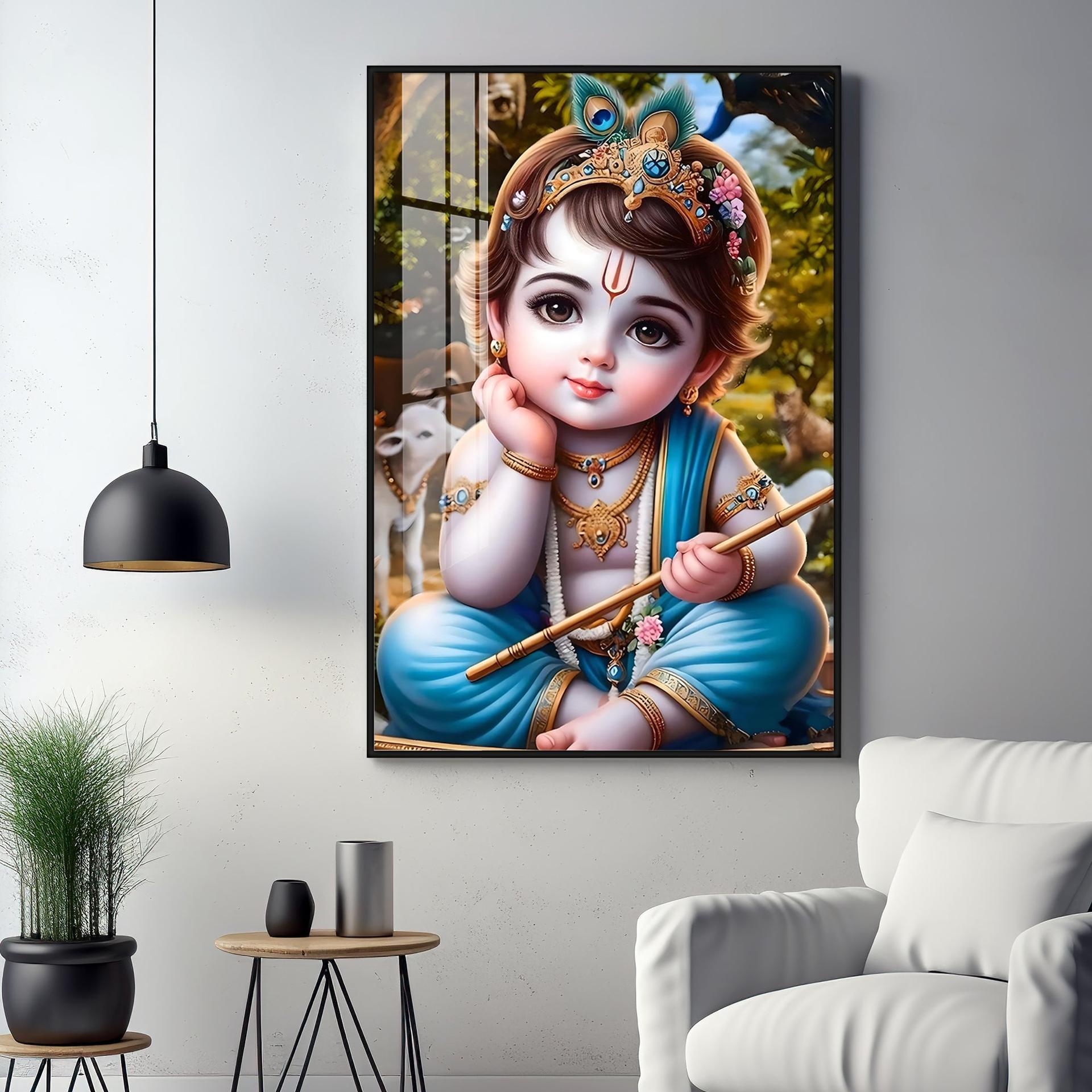 Little Krishna Reverberations Premium Vertical Acrylic Wall Art - Image 17