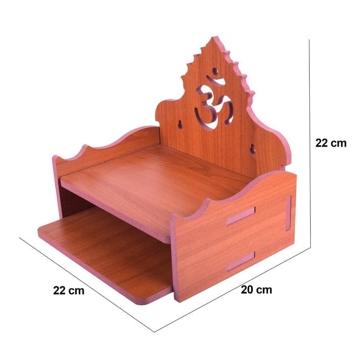 Wooden Small Temple Mandir Pooja Ghar For Home And Office Wall Hanging Beautiful Om Home Temple - Image 3