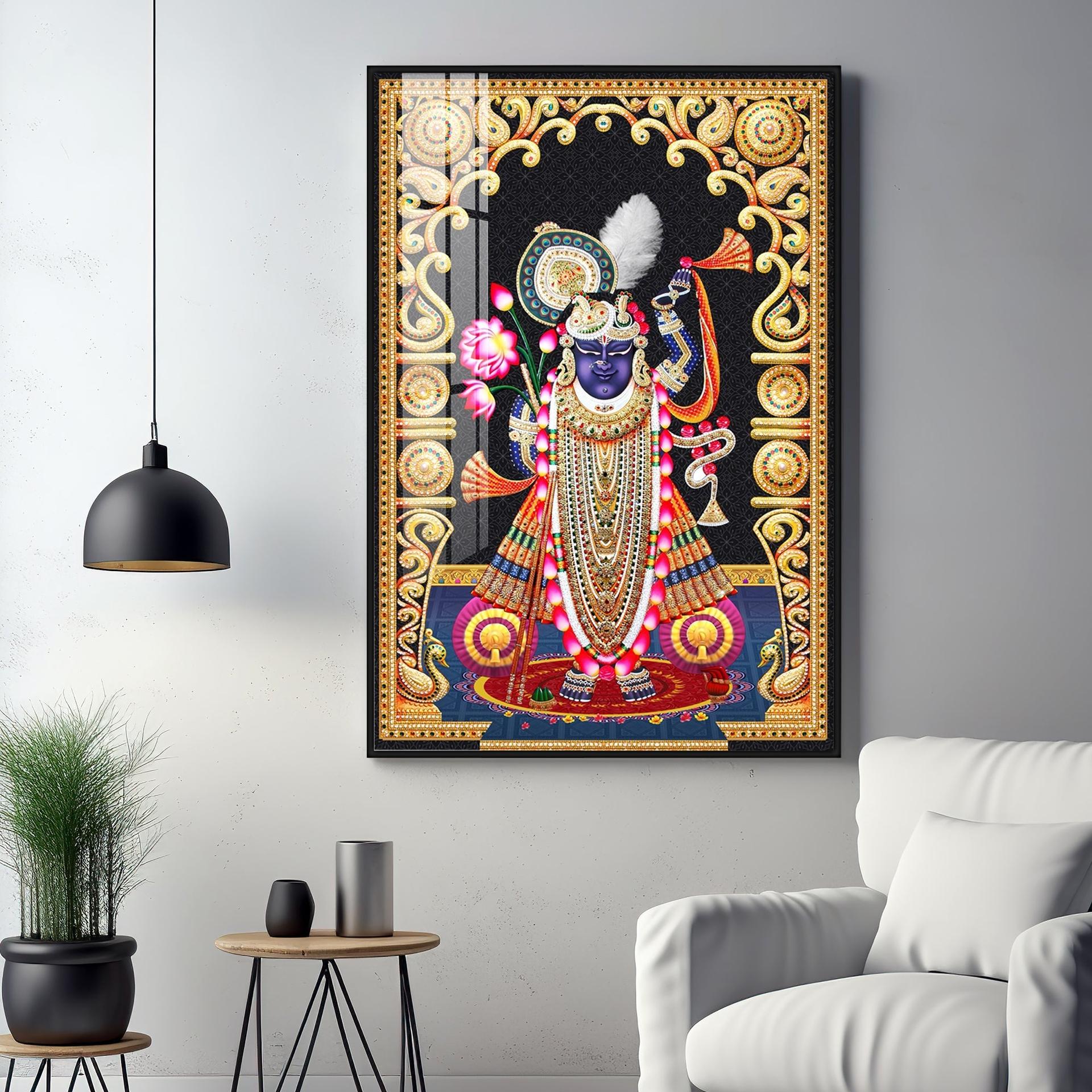 Celestial Krishna Premium Acrylic Vertical Wall Art - Image 12