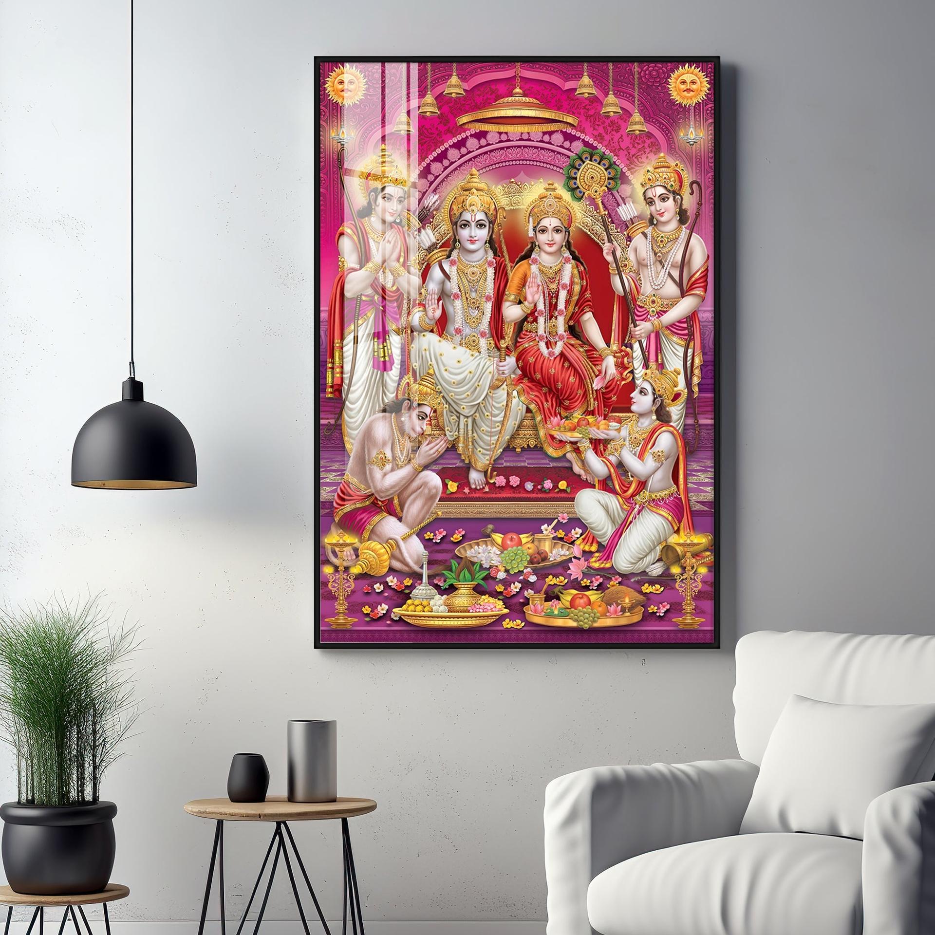 Ram Sita Darbar Premium Acrylic Vertical Wall Art - Image 13