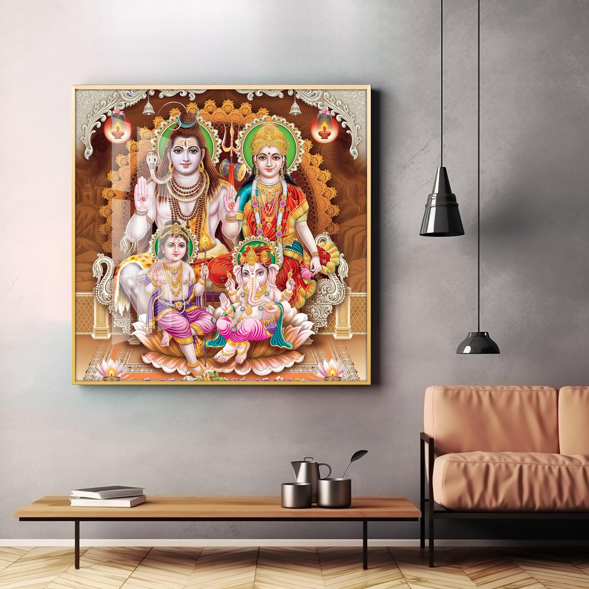 Shiv Parivar Premium Acrylic Square Wall Art - Image 2