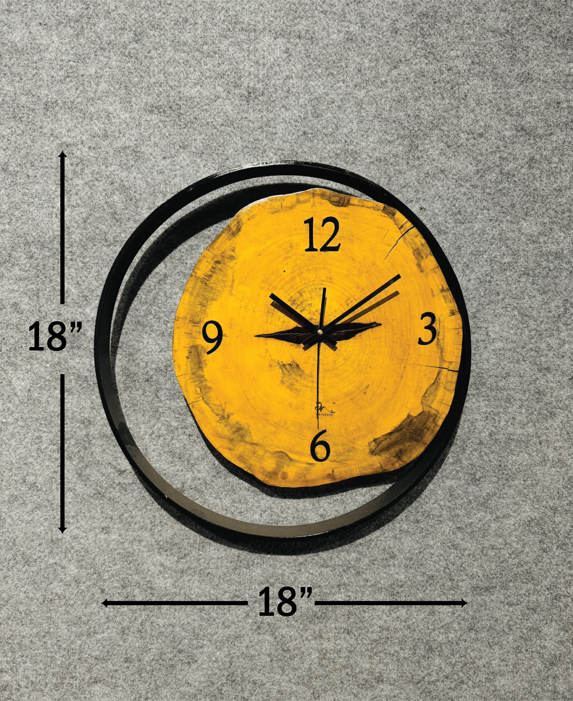 Handmade Natural Wood & Metal Frame Wall Clock - Image 9