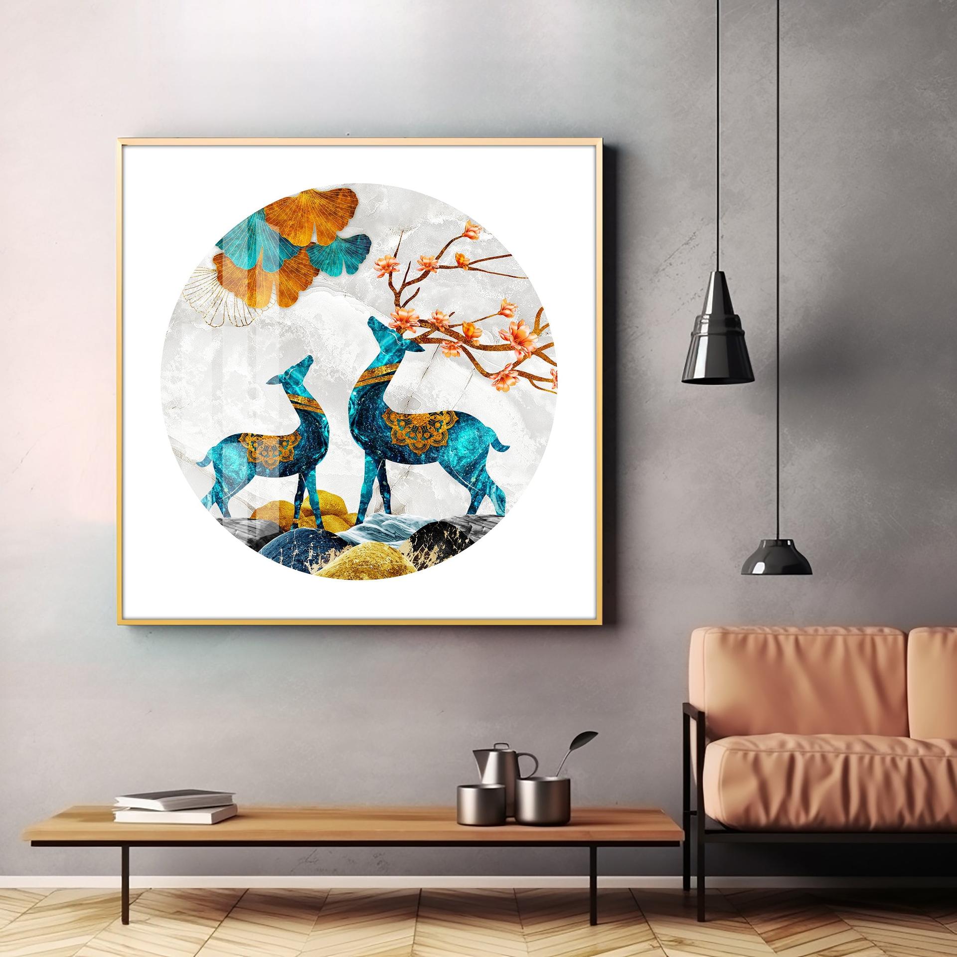 Magical Deer Premium Acrylic Square Wall Art - Image 3