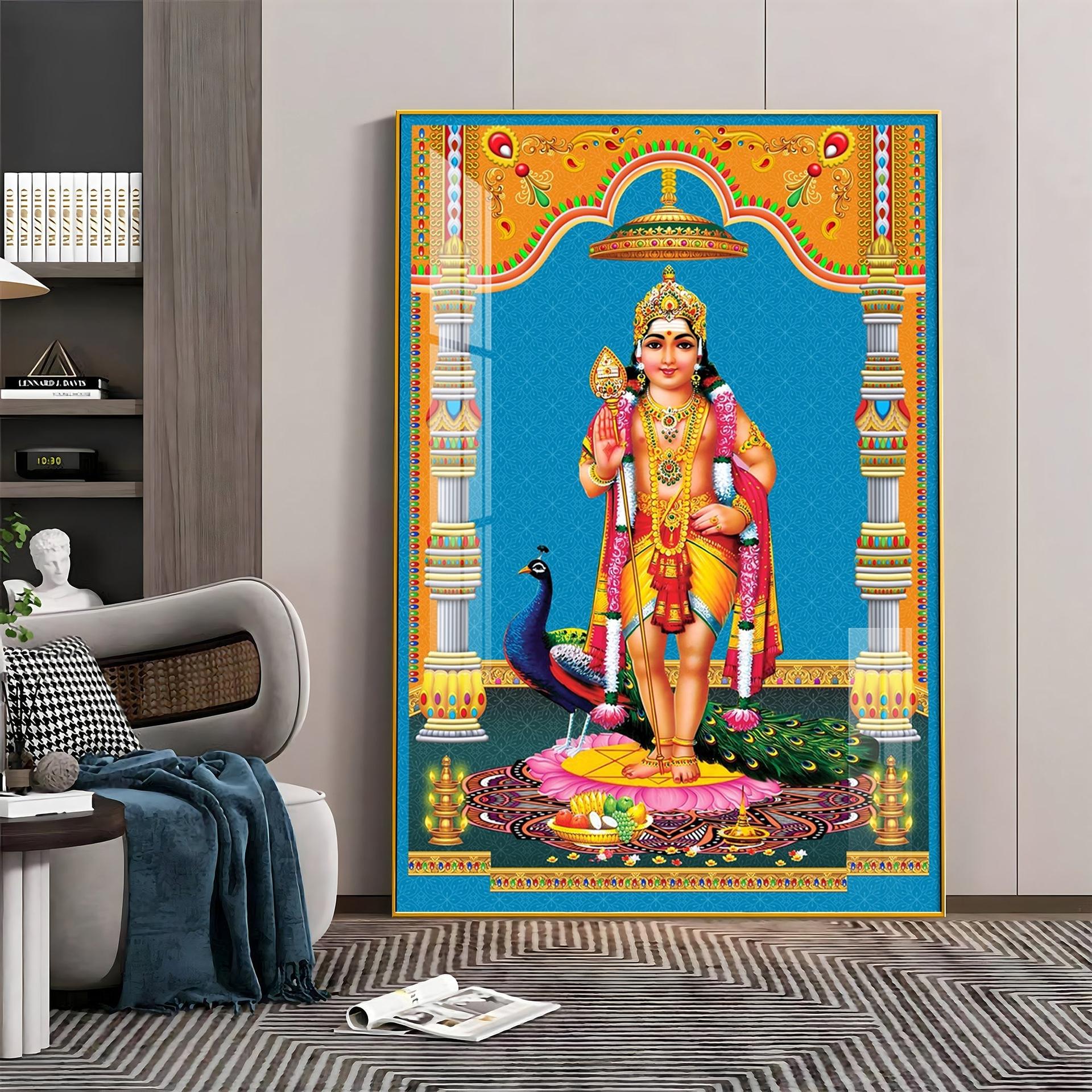 God Murugan Kartikeya Premium Acrylic Vertical Wall Art - Image 9