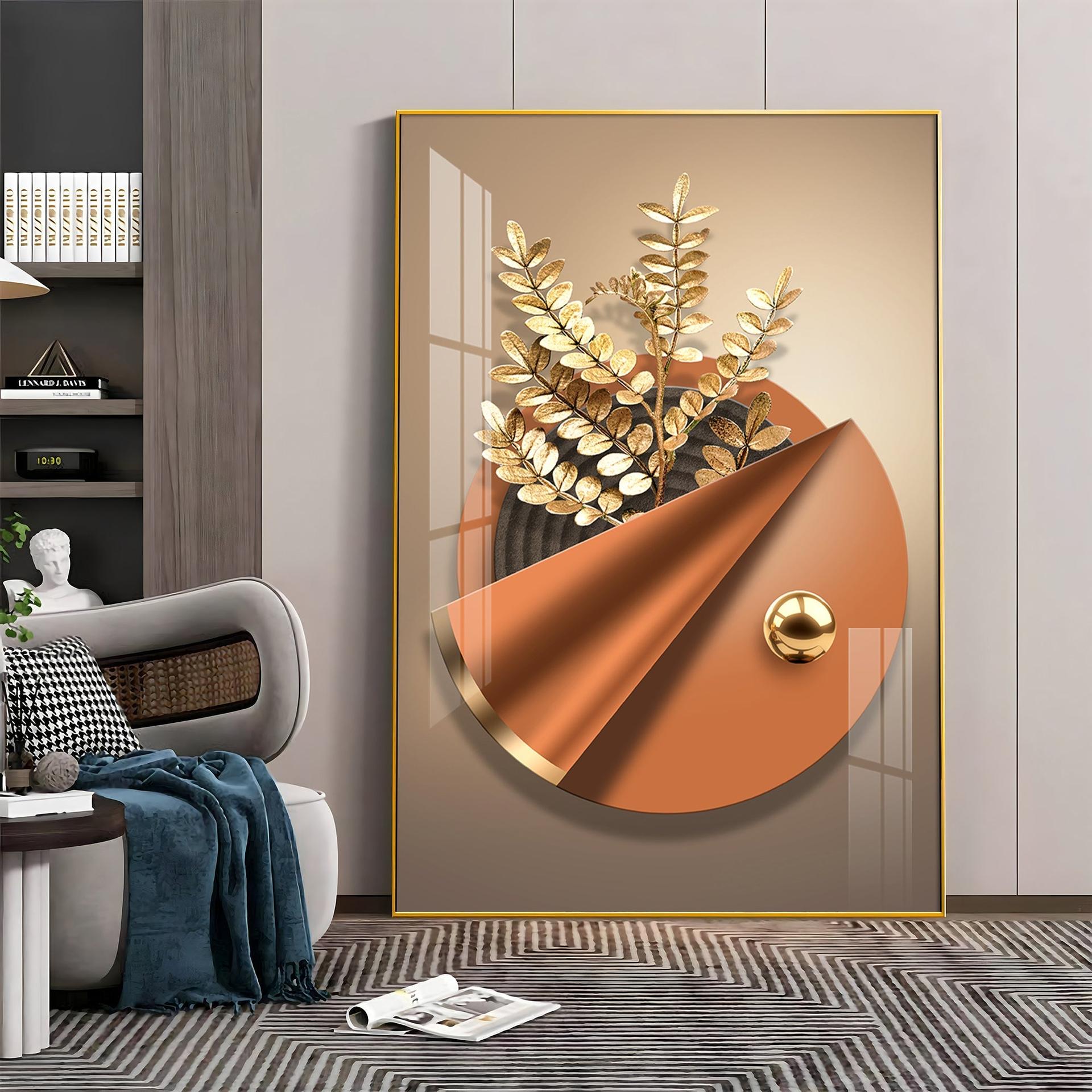 Aura Golden Petals Luxury Crystal Vertical Wall Art - Image 6