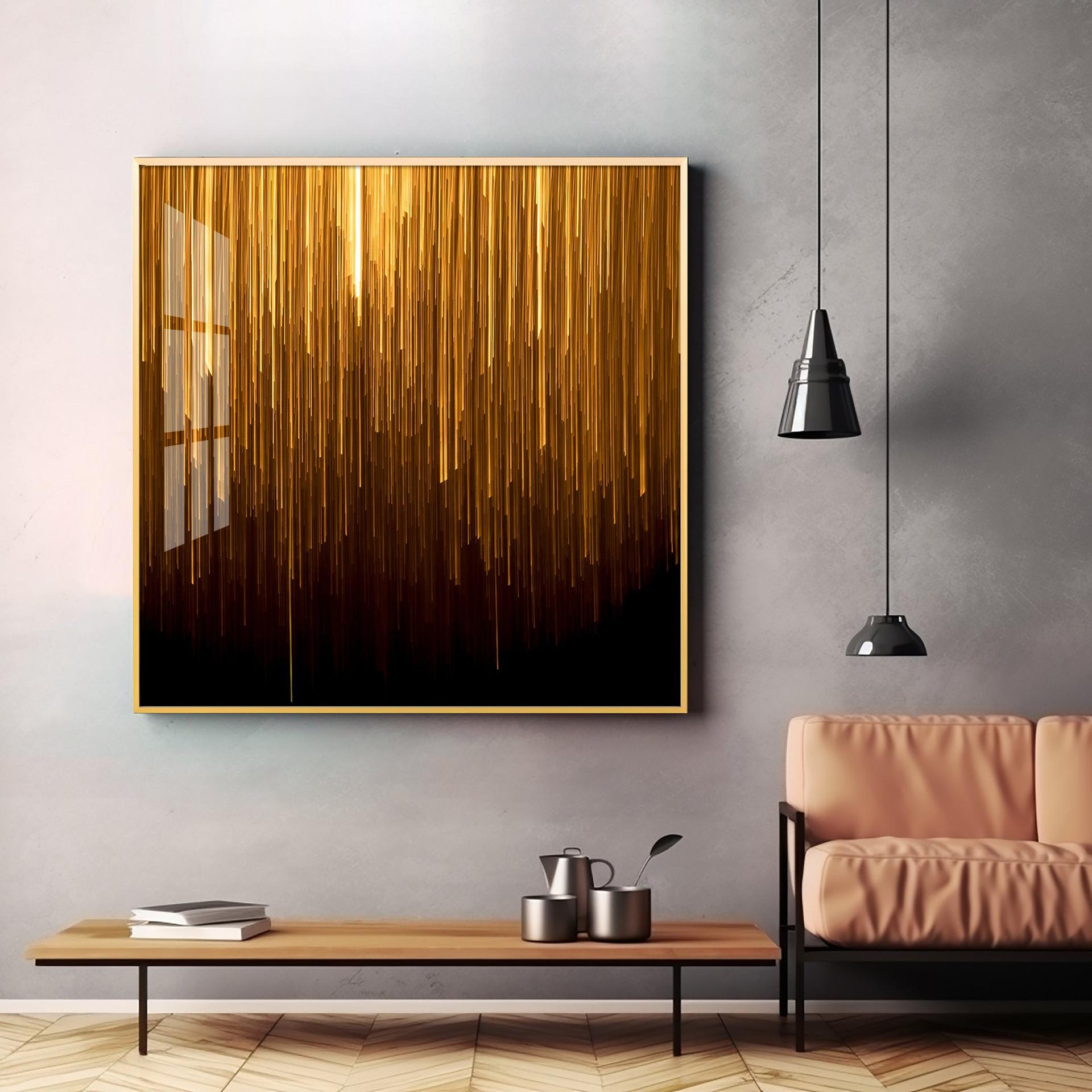 Art Ink Gold Living Room Premium Acrylic Square Wall Art - Image 3