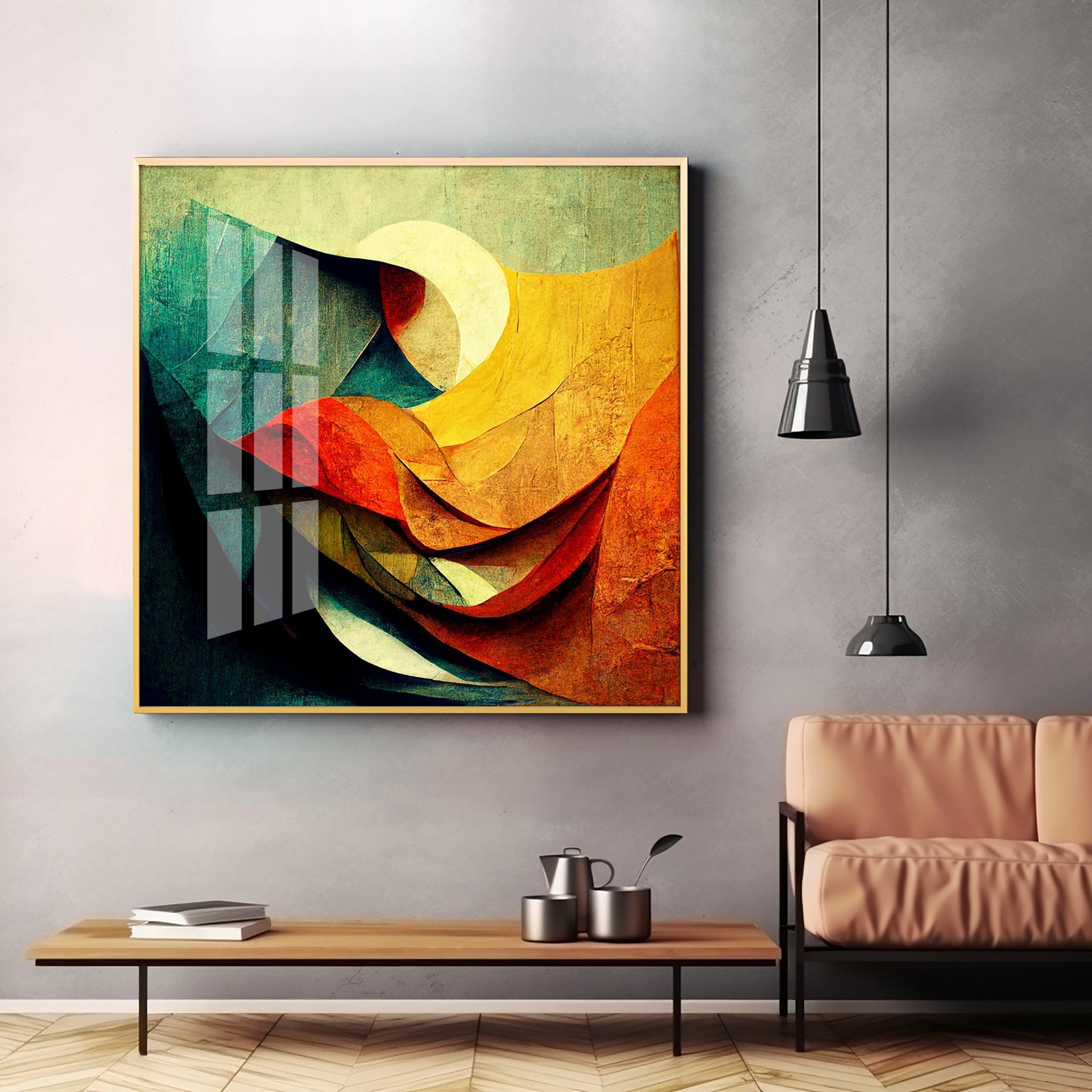 Abstract Contemporary Modern Watercolor Art Premium Acrylic Square Wall Art - Image 4