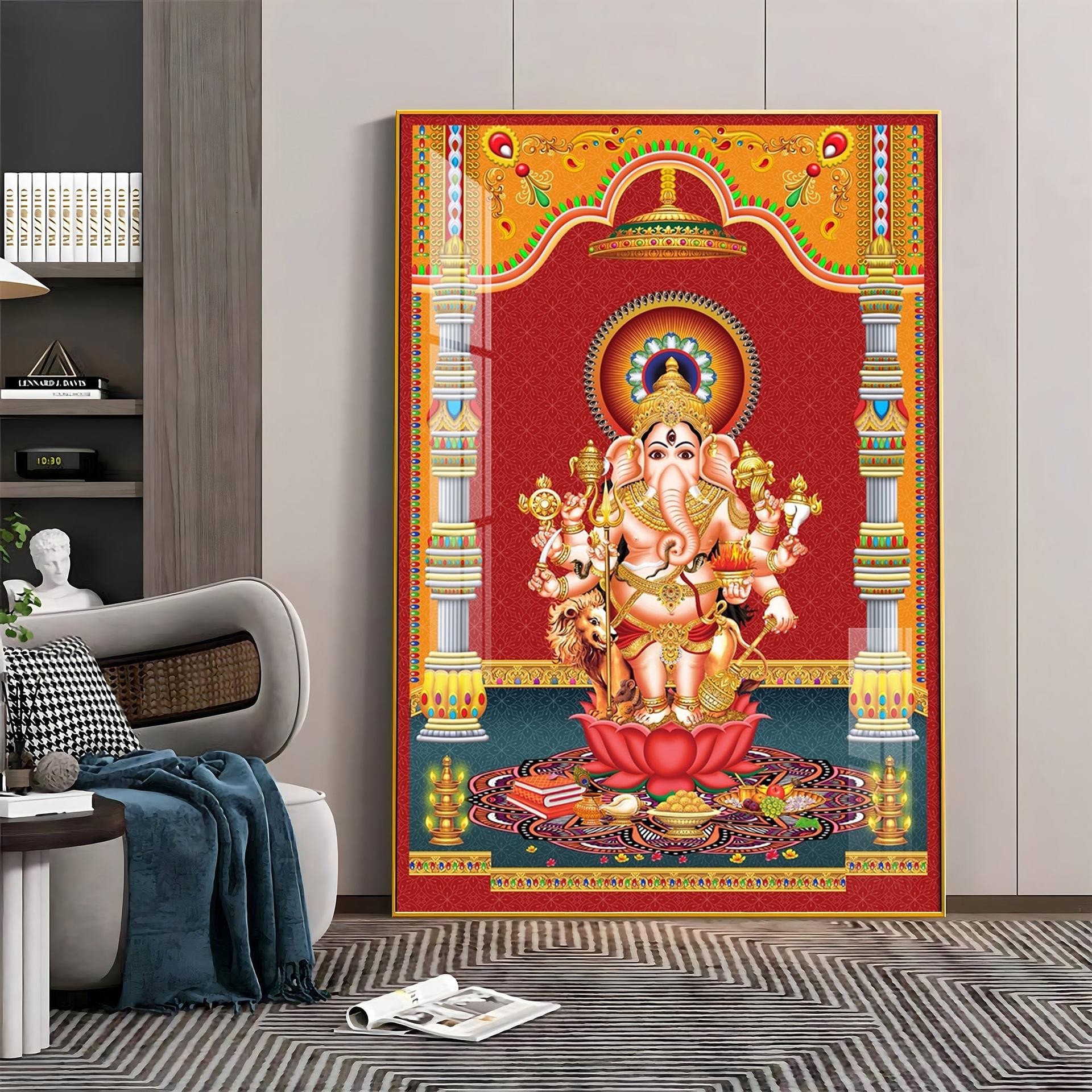 Lord Ganesh Blessings Premium Acrylic Vertical Wall Art - Image 8