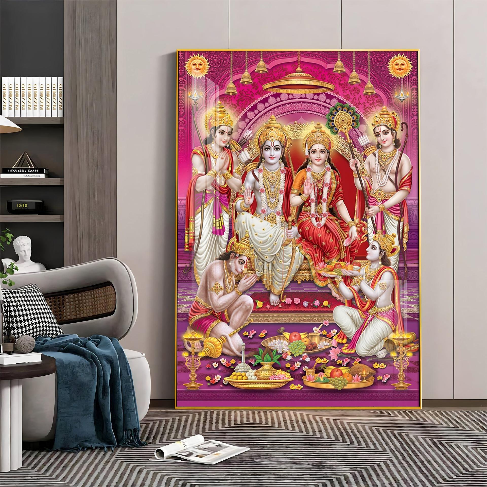 Ram Sita Darbar Premium Acrylic Vertical Wall Art - Image 5