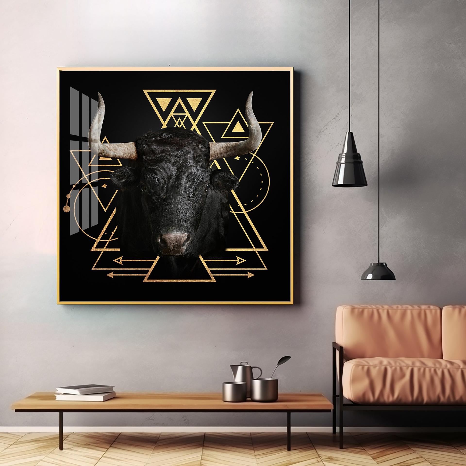 Gold Foil Geometric Figure Yak Premium Acrylic Square Wall Art - Image 3