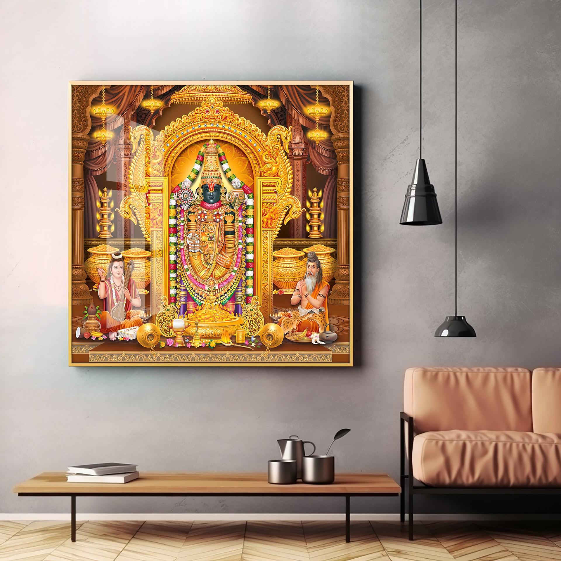 Venkateswara Maharaj Premium Acrylic Square Wall Art - Image 3