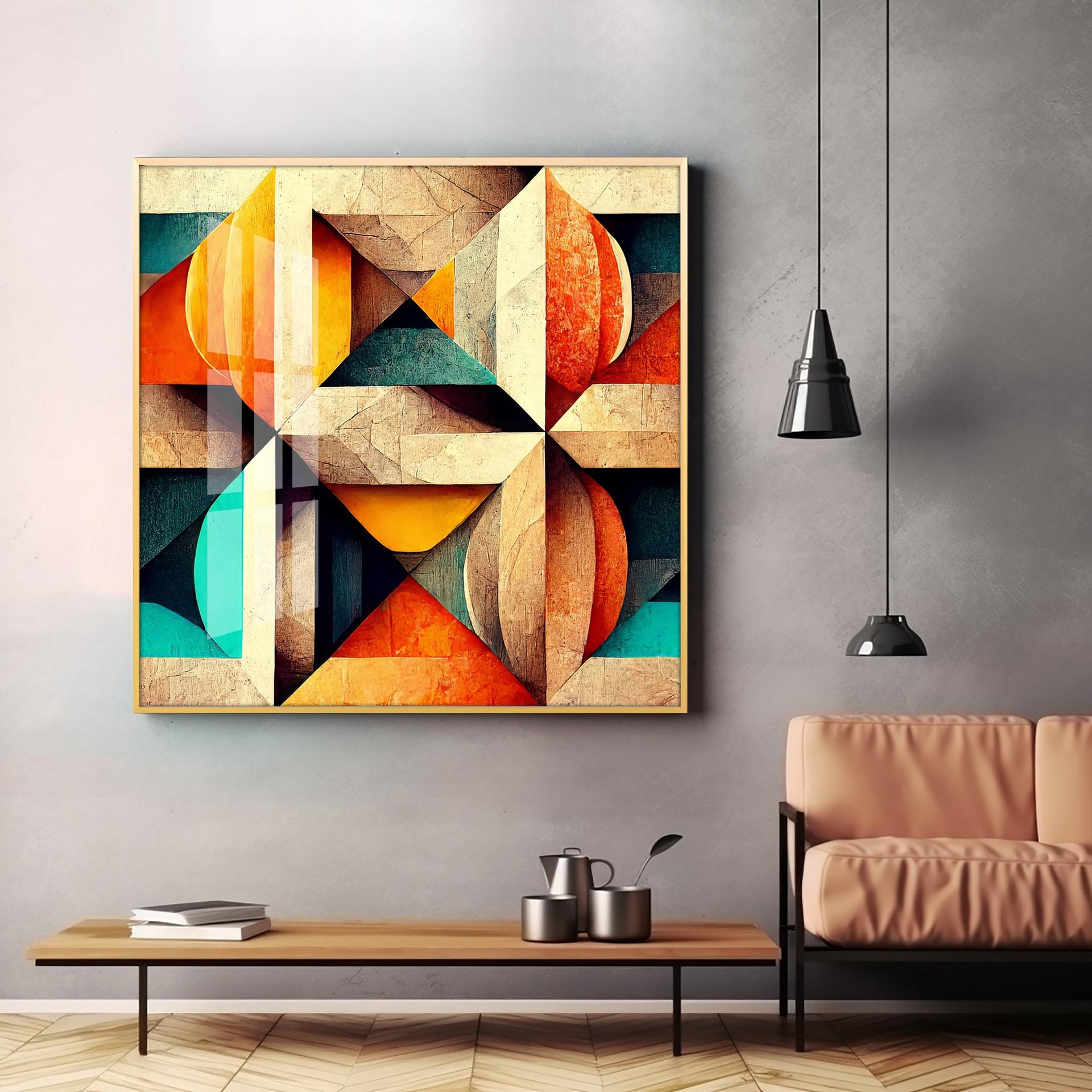 Seamless Pattern Shapes Premium Acrylic Square Wall Art - Image 4