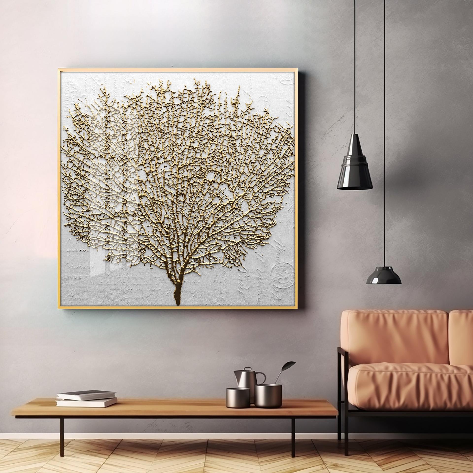 Golden Tree Premium Acrylic Square Wall Art - Image 3