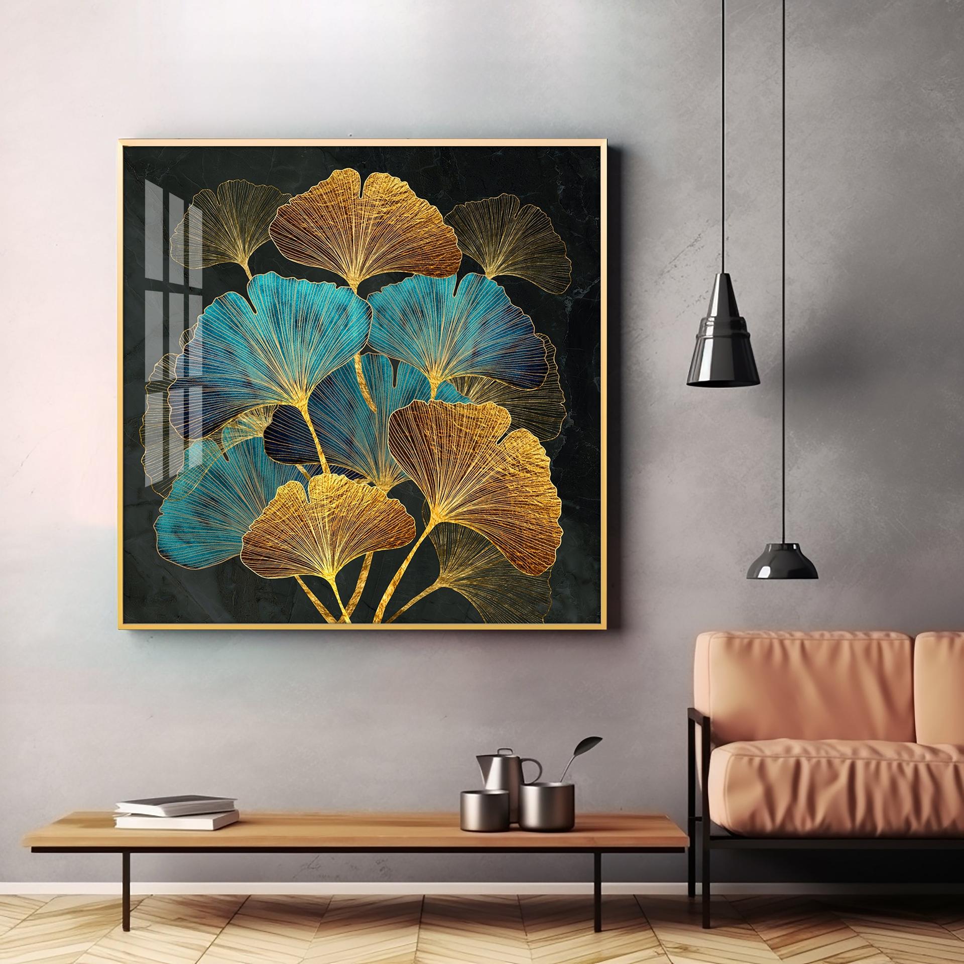 Auspicious Ginkgo Leaf Premium Acrylic Square Wall Art - Image 2