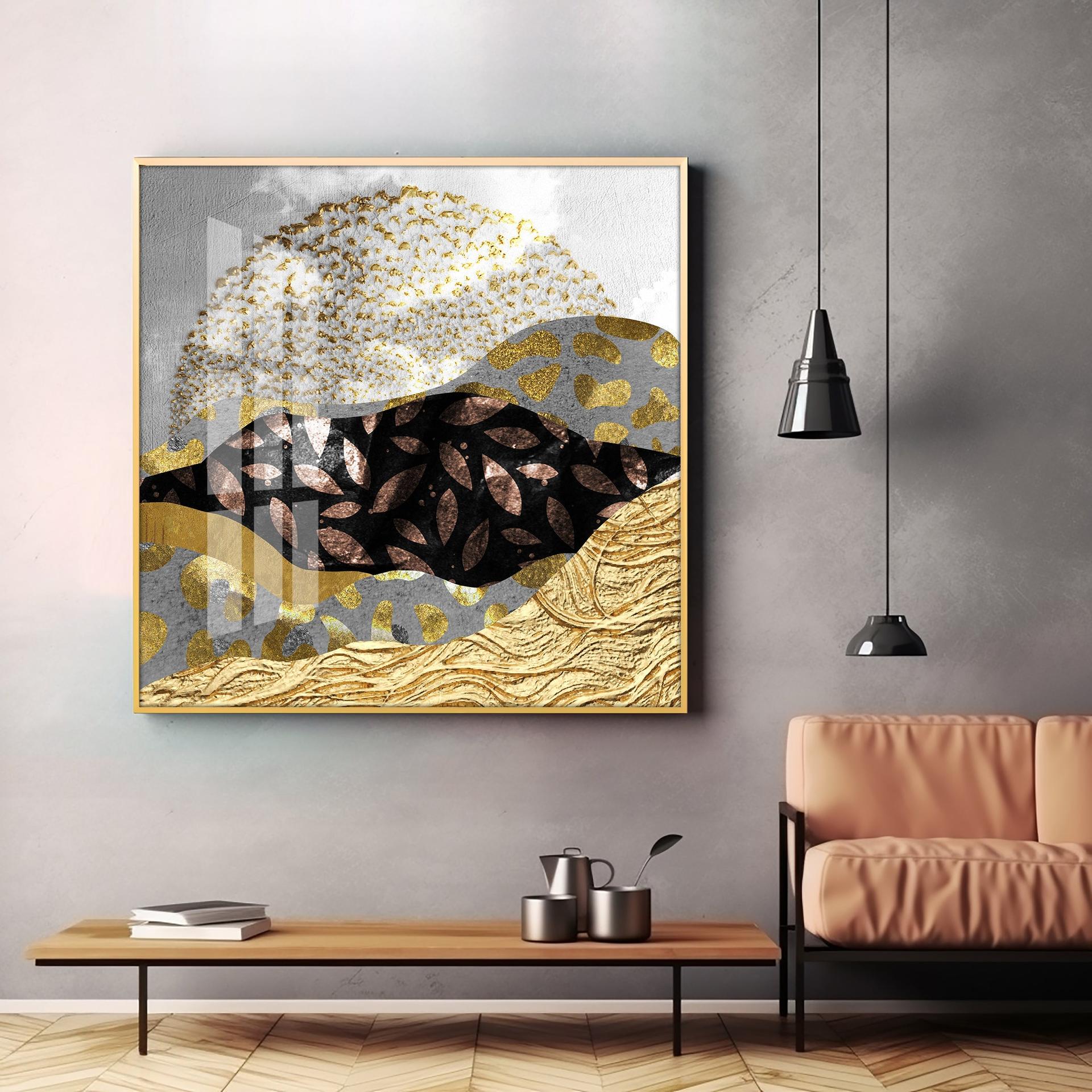 Metallic Mountains Premium Acrylic Square Wall Art - Image 3