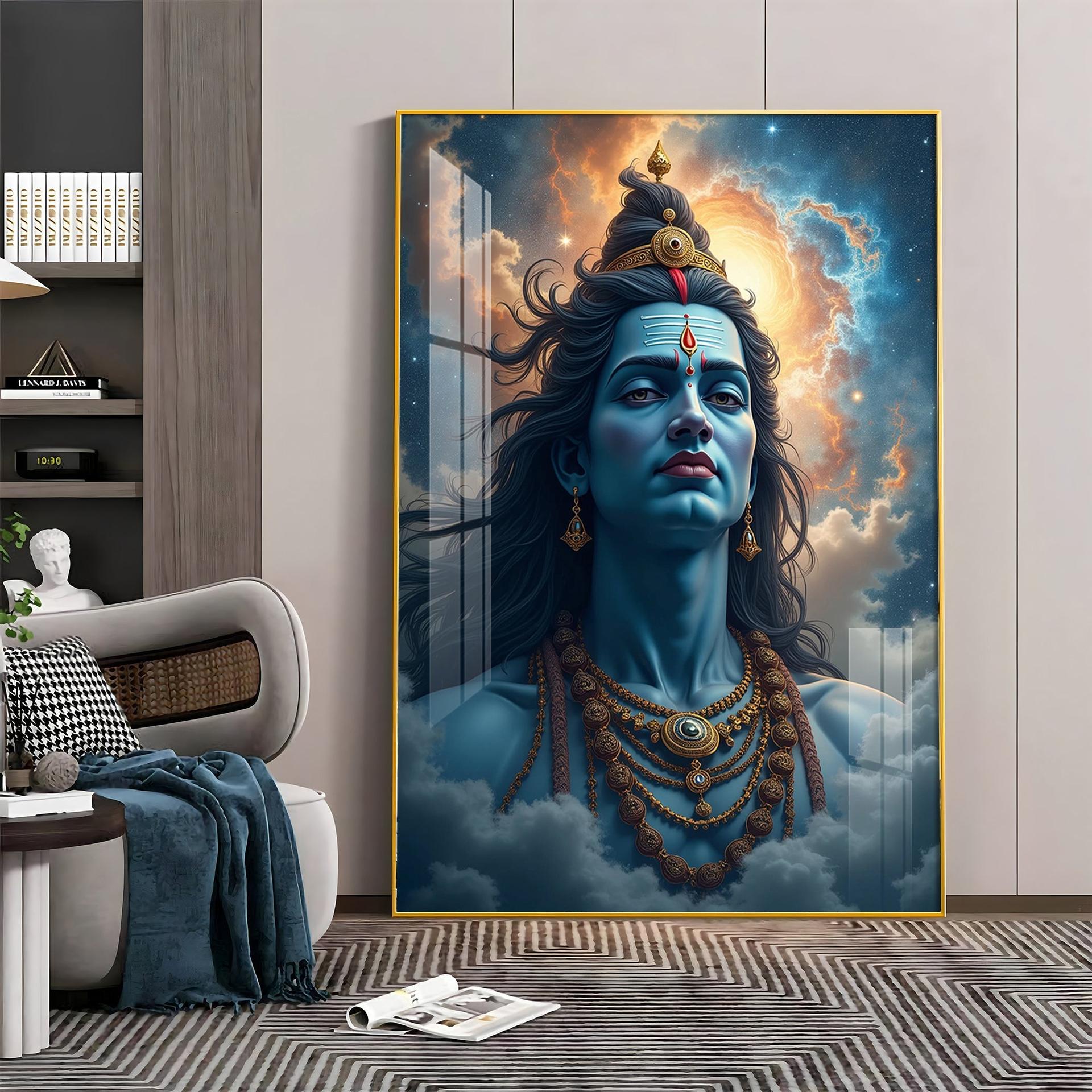 Lord Shiva In The Clouds Premium Acrylic Wall Art - Image 13