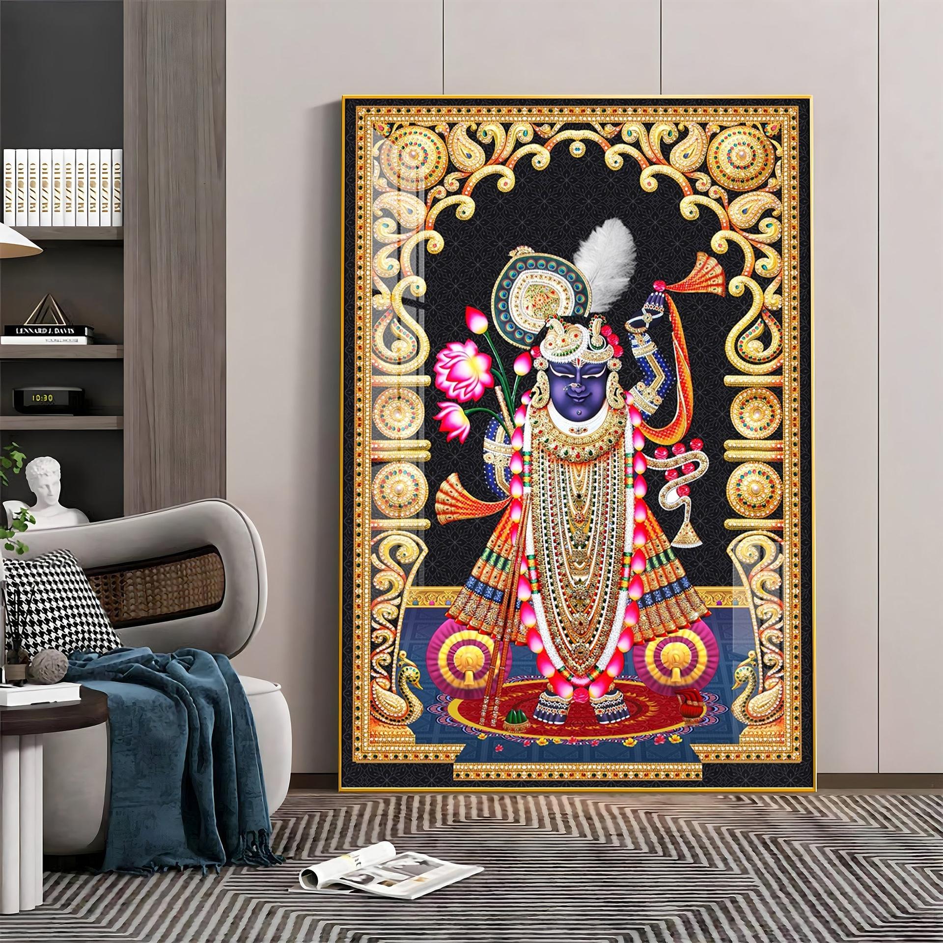 Celestial Krishna Premium Acrylic Vertical Wall Art - Image 9