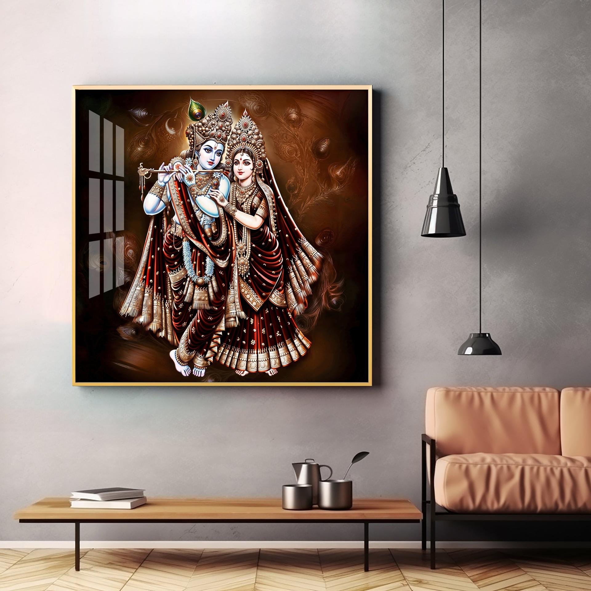 Beautiful Radha Krishna Premium Acrylic Square Wall Art - Image 14