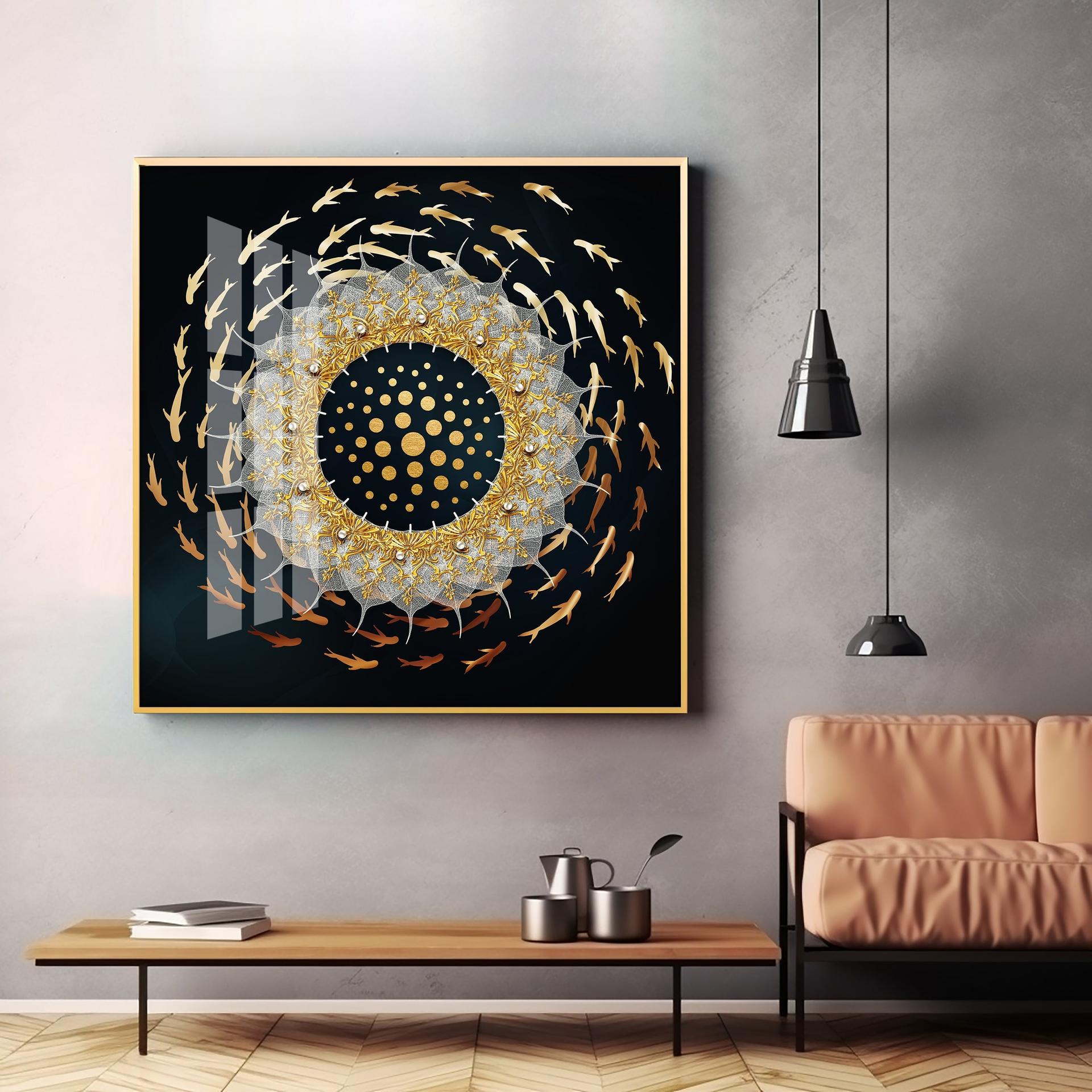 Swirling Fishes Premium Acrylic Square Wall Art - Image 3